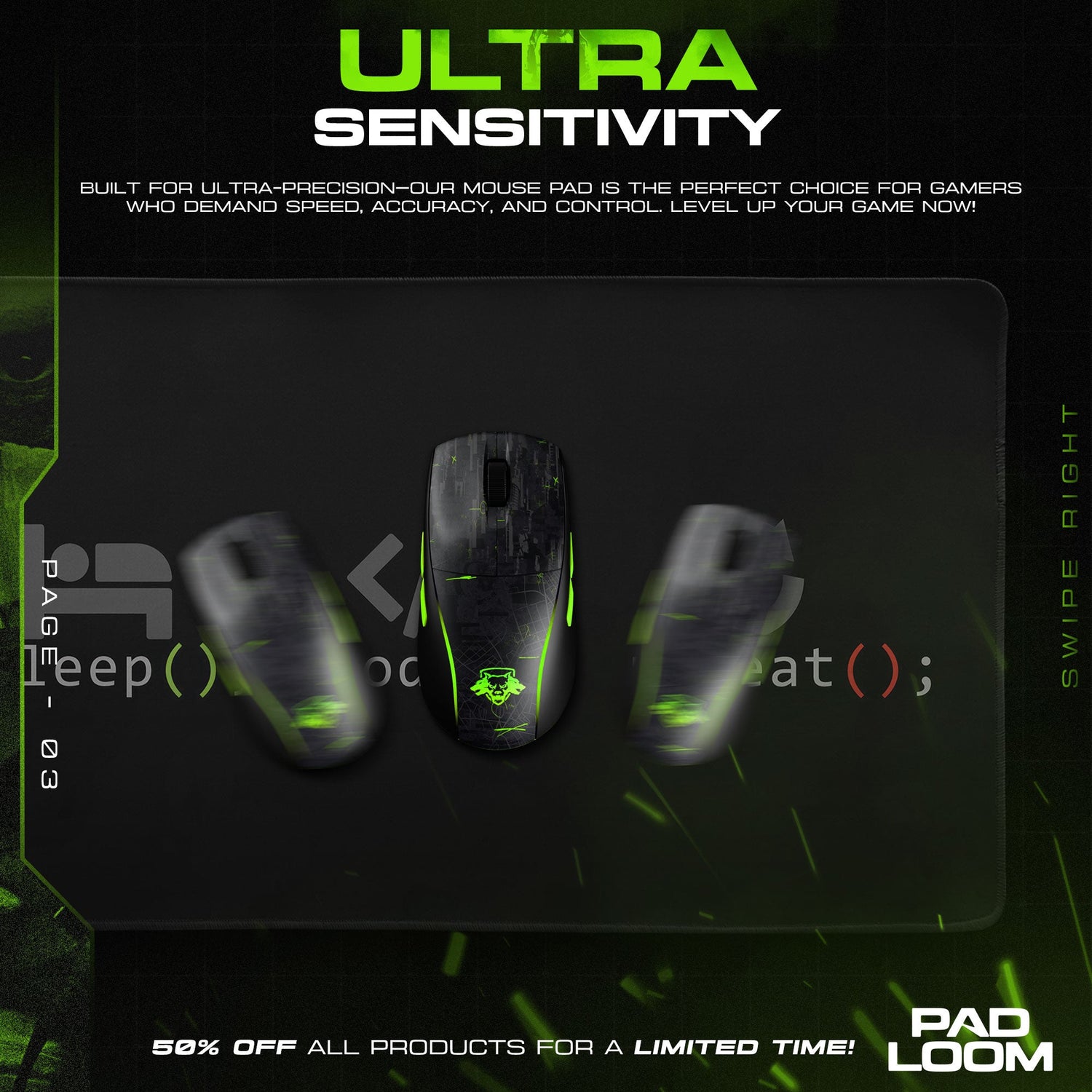 Eat Sleep Code Mouse Pad, Programmer Routine Gaming Desk Mat Padloom