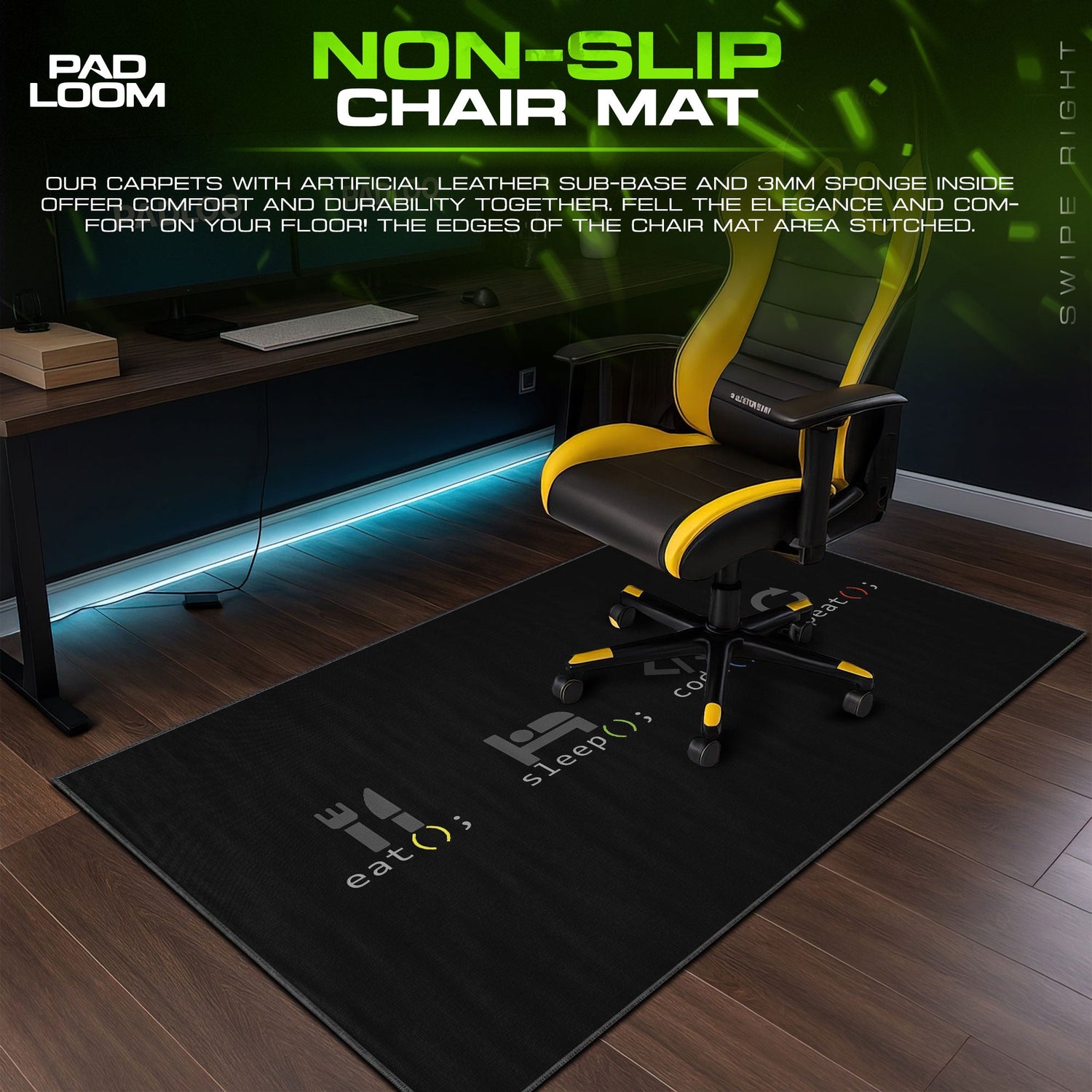 Eat Sleep Code Mouse Pad, Programmer Routine Gaming Desk Mat Padloom