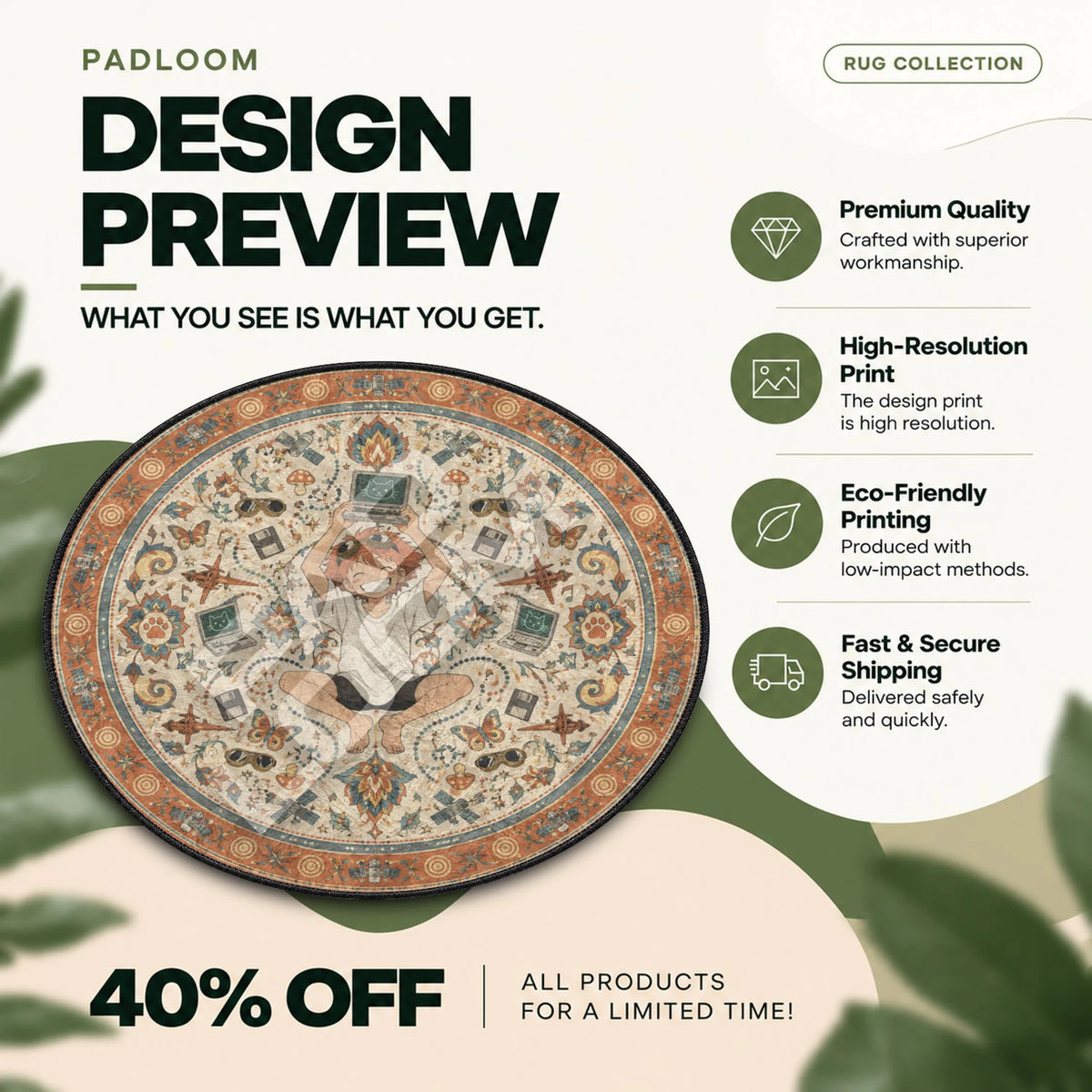 Ed Cheering Cowboy Bebop round rug full design preview