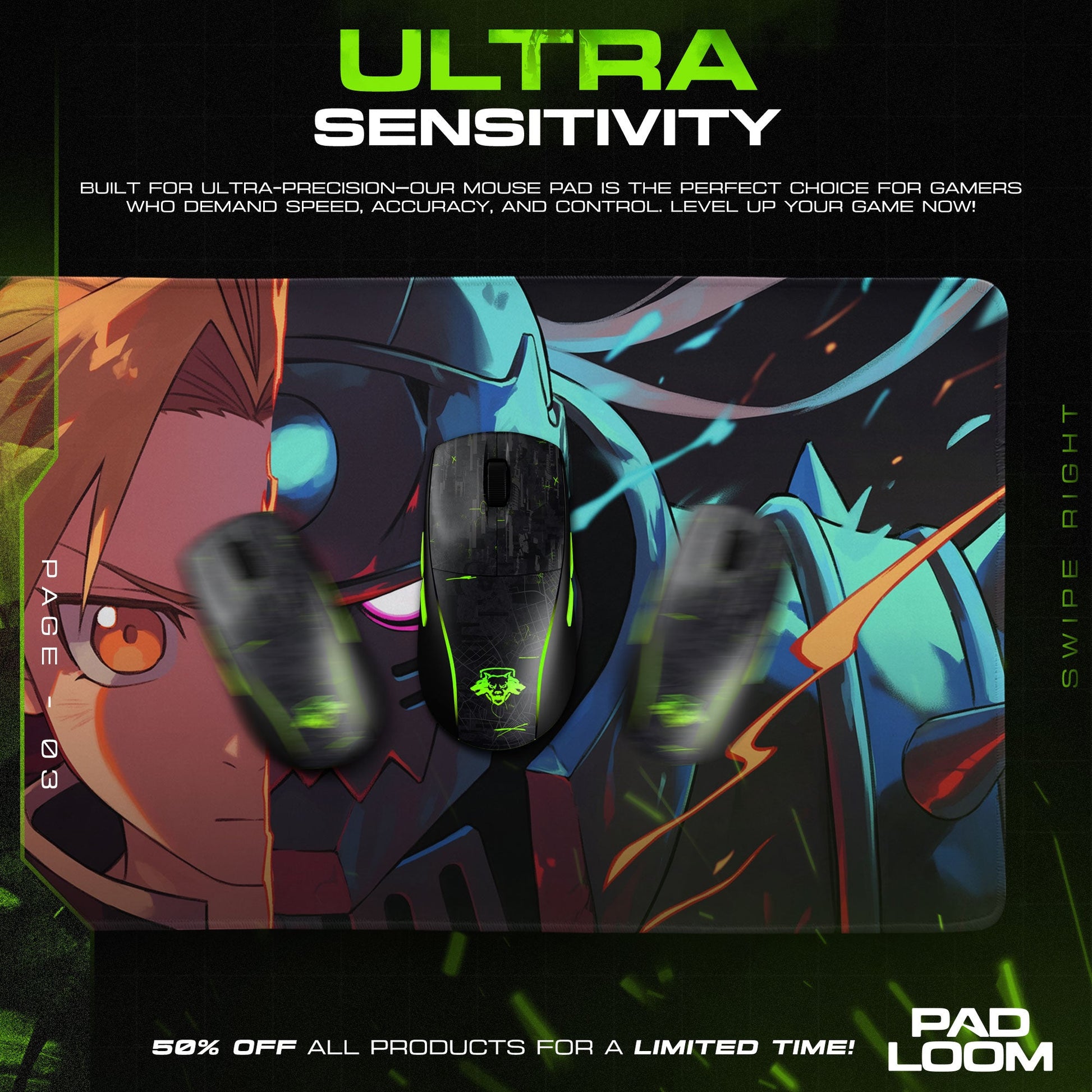 Edward & Alphonse Elric Mouse Pad, Brother’s Resolve Gaming Desk Mat Padloom