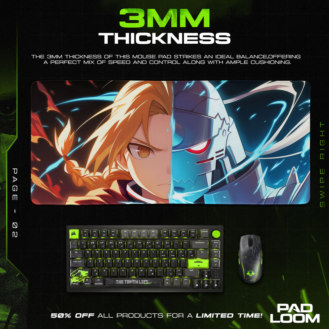 Edward & Alphonse Elric Mouse Pad, Dual Alchemy Gaming Desk Mat Padloom