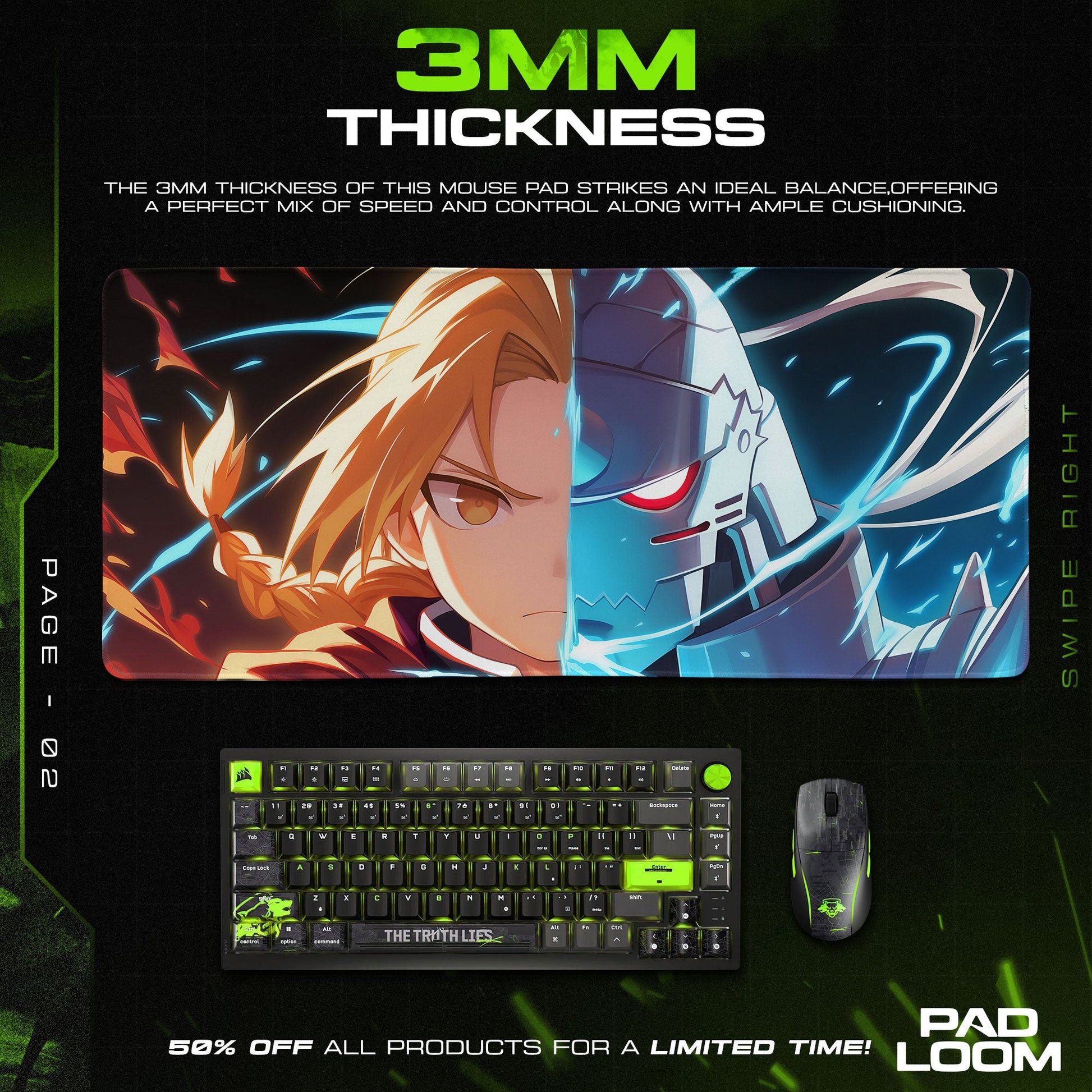 Edward & Alphonse Elric Mouse Pad, Dual Alchemy Gaming Desk Mat Padloom