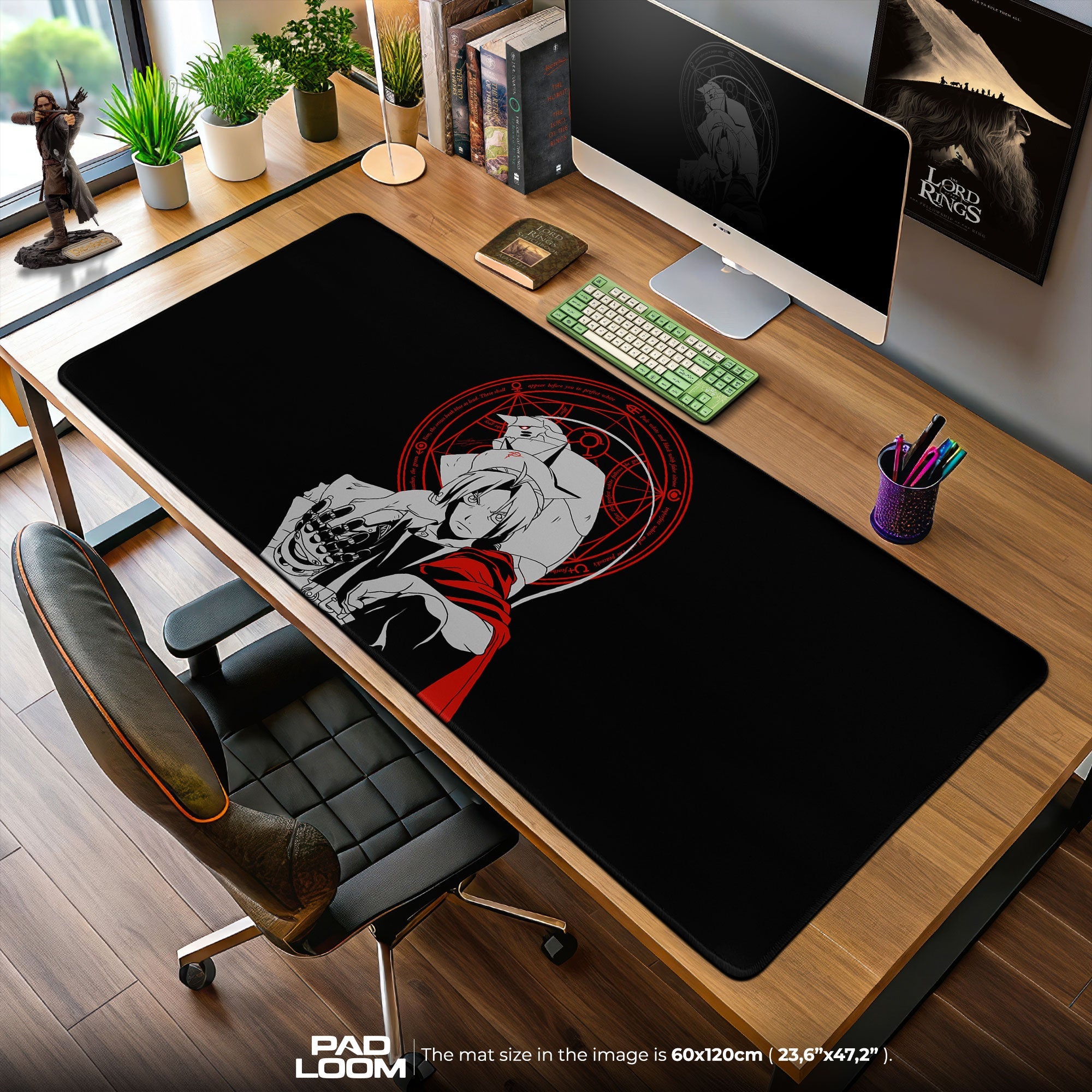 Edward & Alphonse Elric Mouse Pad, Red Circle Gaming Desk Mat Padloom