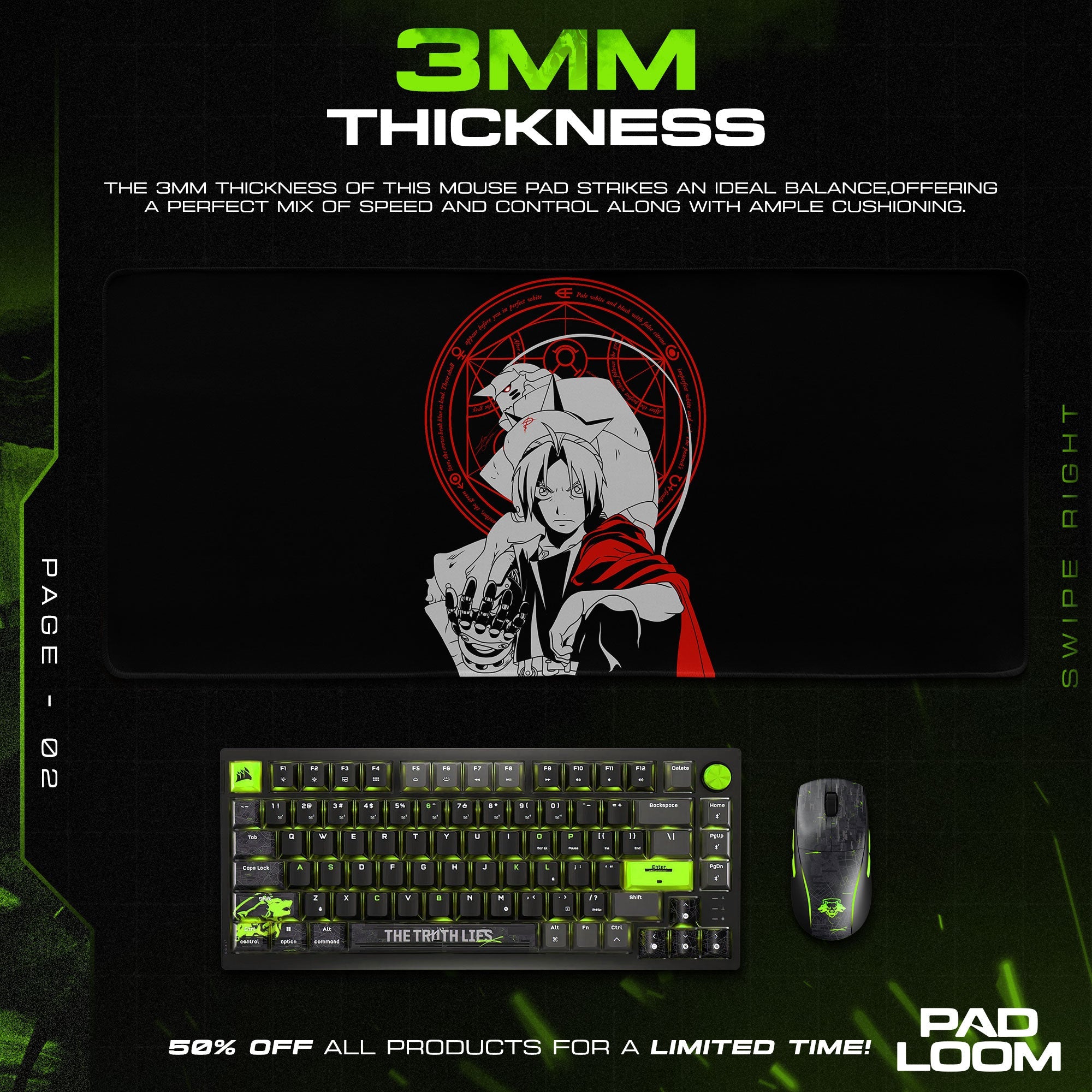 Edward & Alphonse Elric Mouse Pad, Red Circle Gaming Desk Mat Padloom