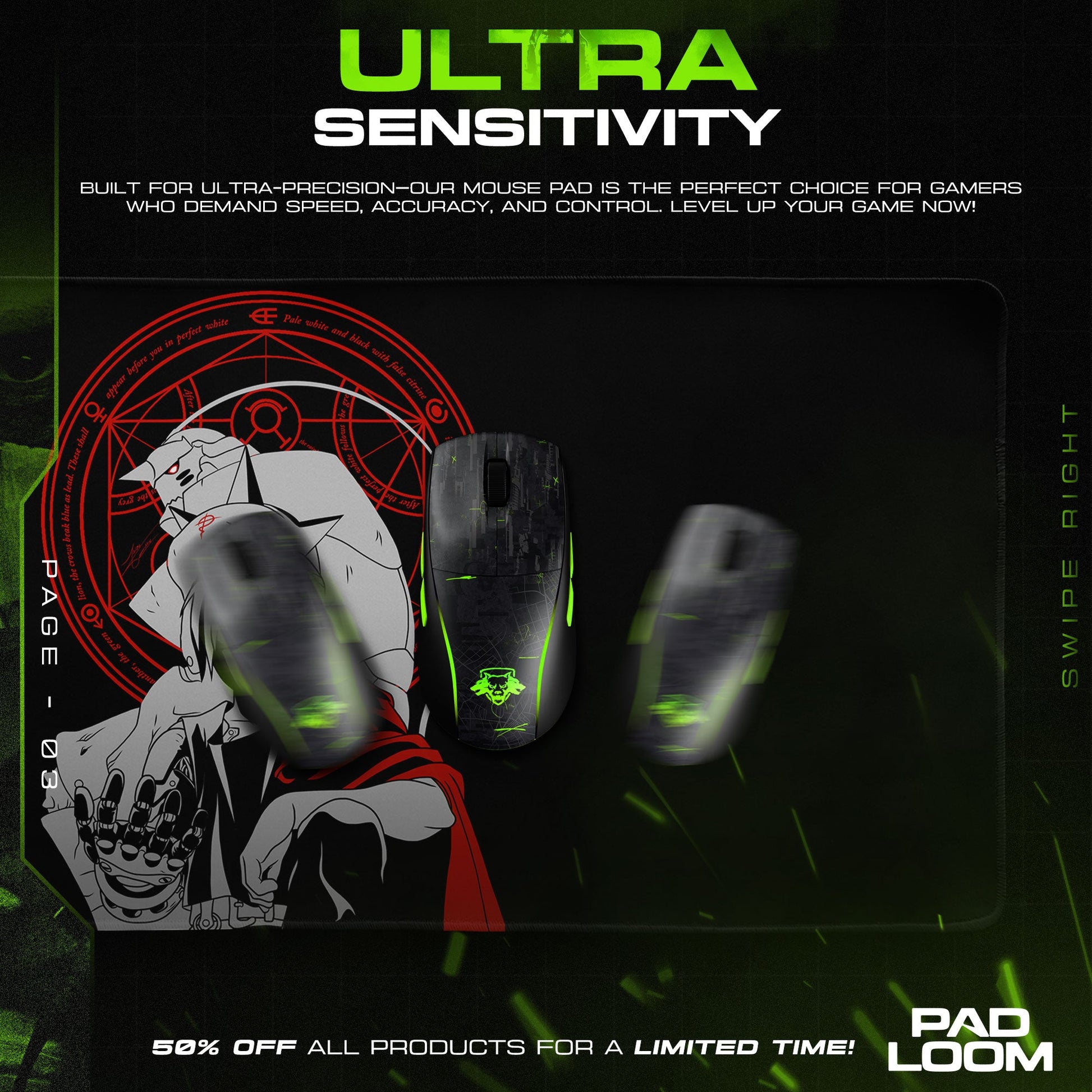 Edward & Alphonse Elric Mouse Pad, Red Circle Gaming Desk Mat Padloom