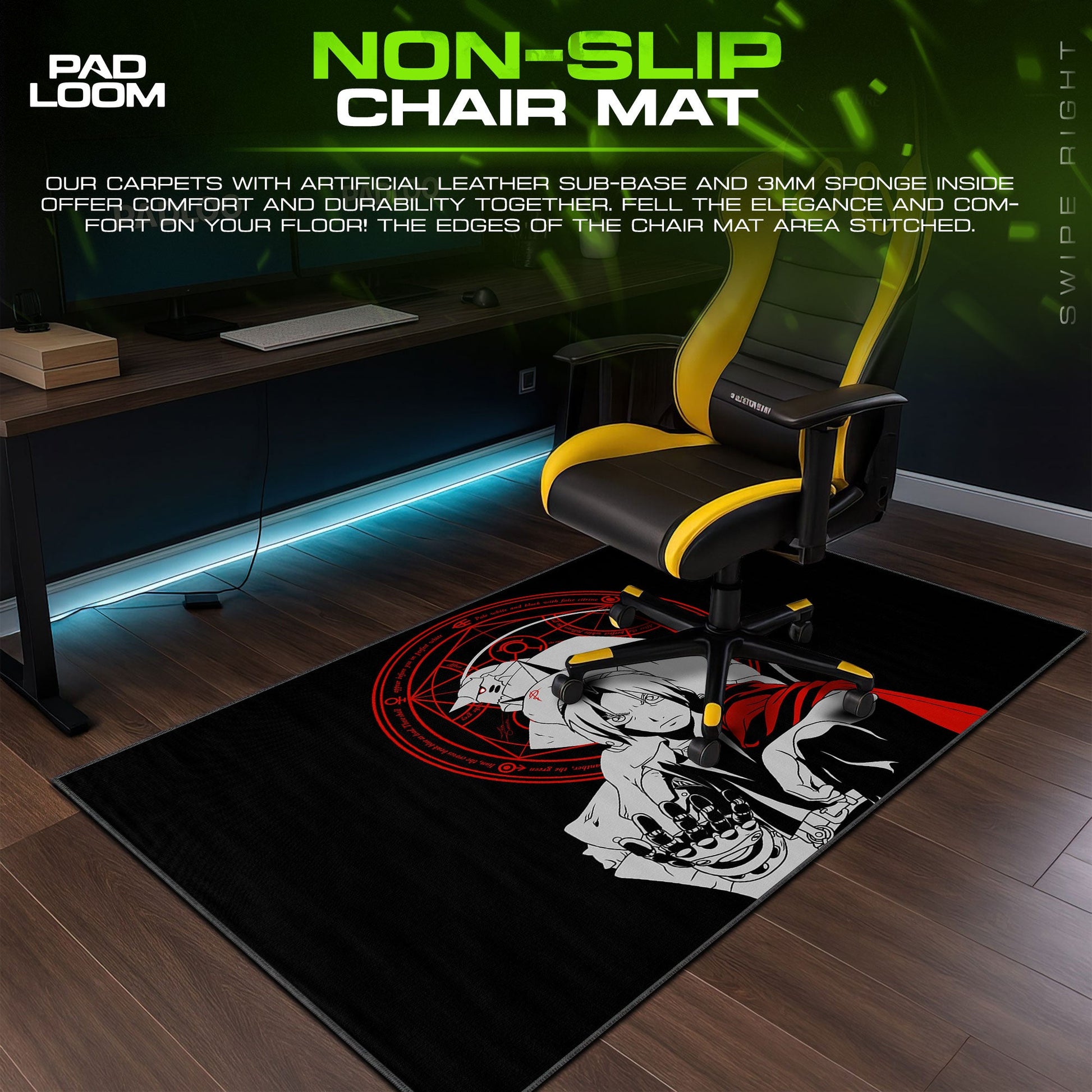 Edward & Alphonse Elric Mouse Pad, Red Circle Gaming Desk Mat Padloom