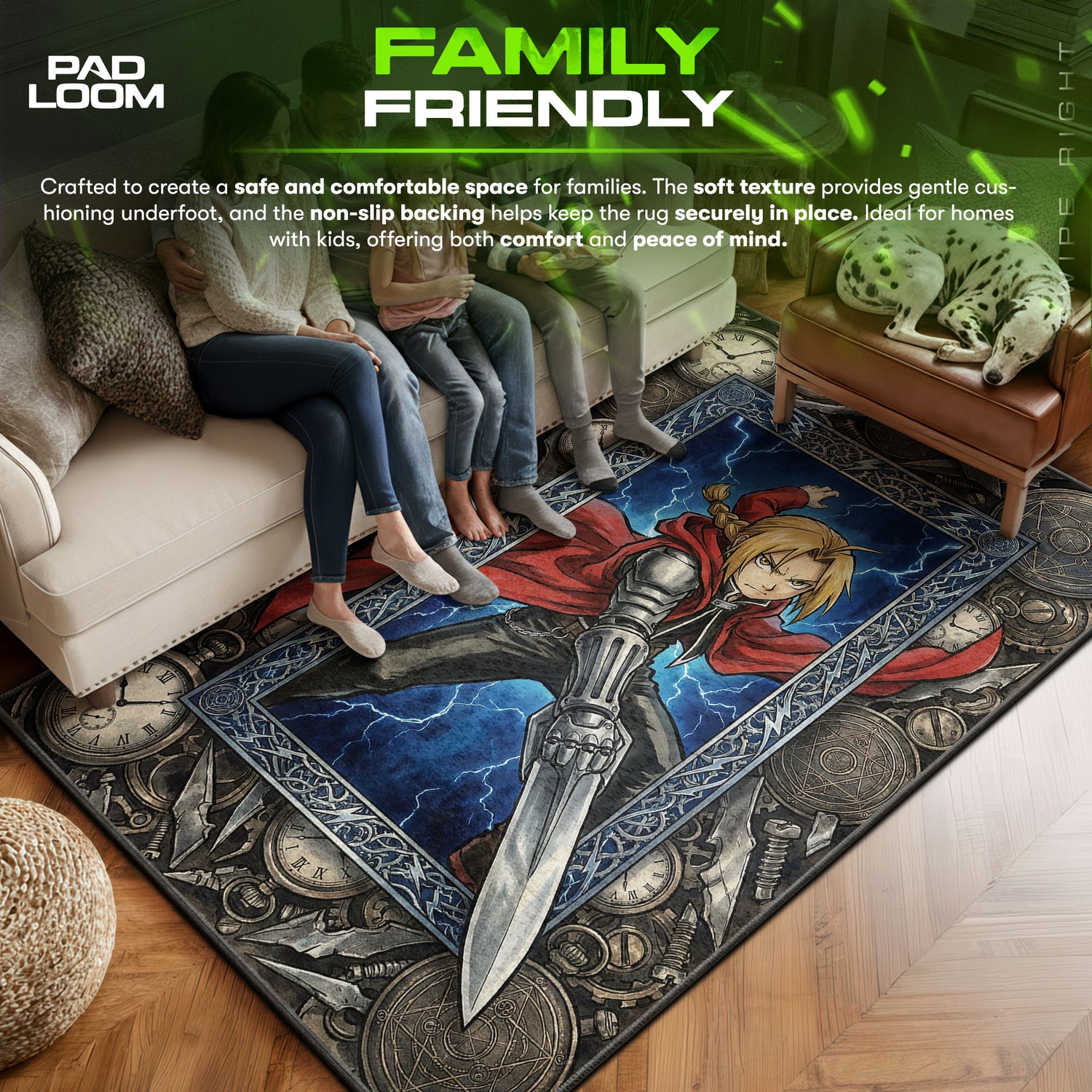 Edward area rug showing full home decor artwork