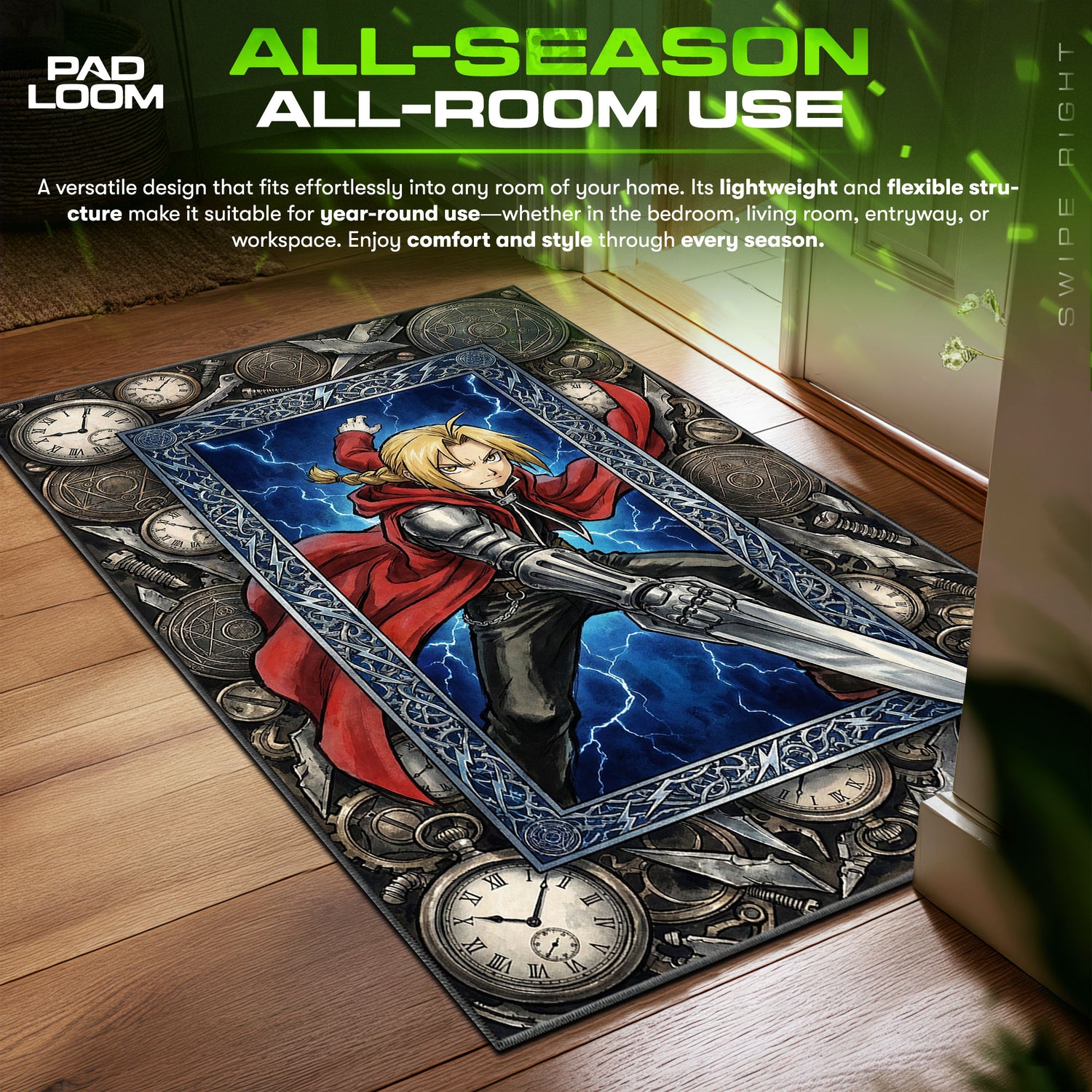 Edward Elric Automail Strike Fullmetal Alchemist Chair fan rug — premium quality print