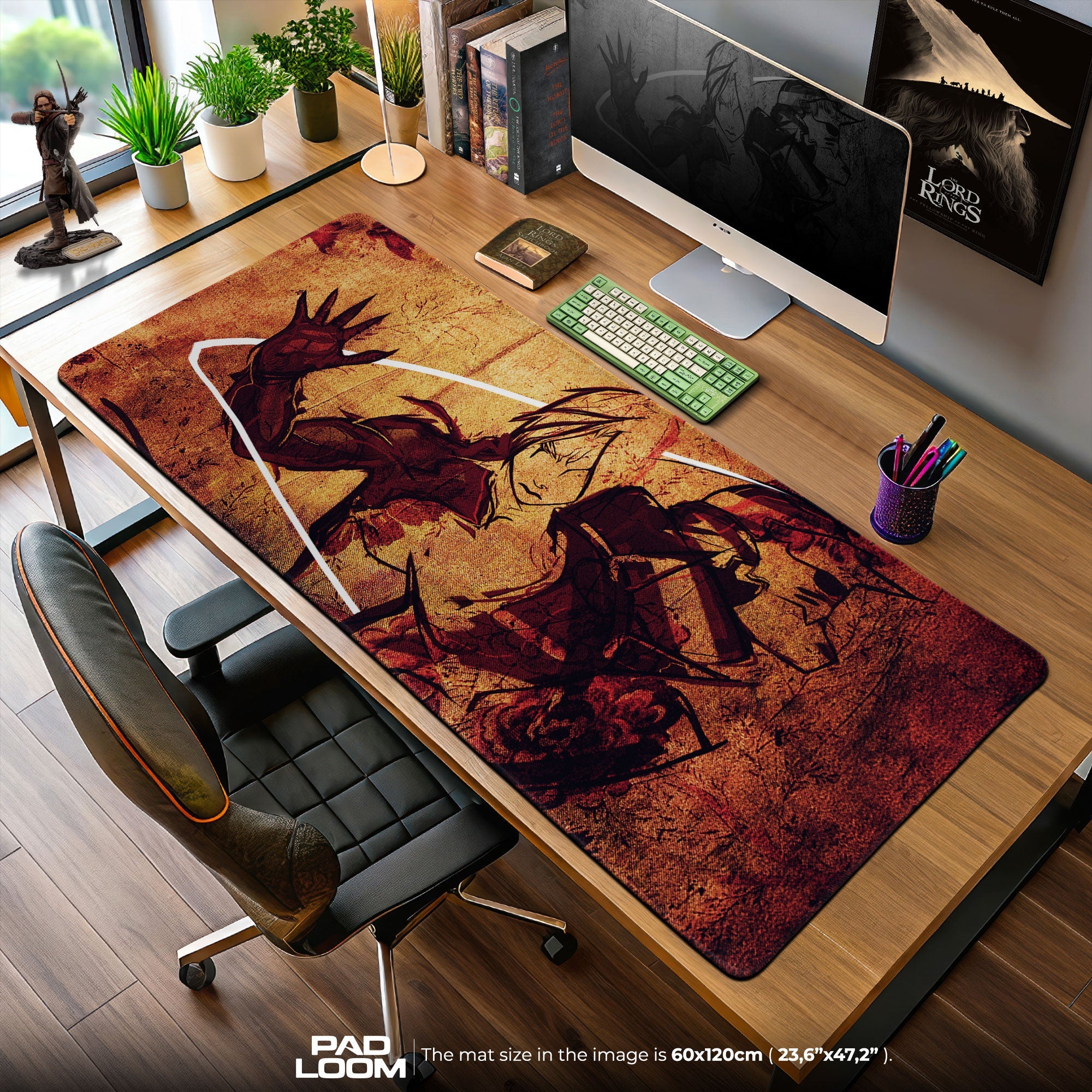 Edward Elric Mouse Pad, Alchemy Flame Gaming Desk Mat Padloom