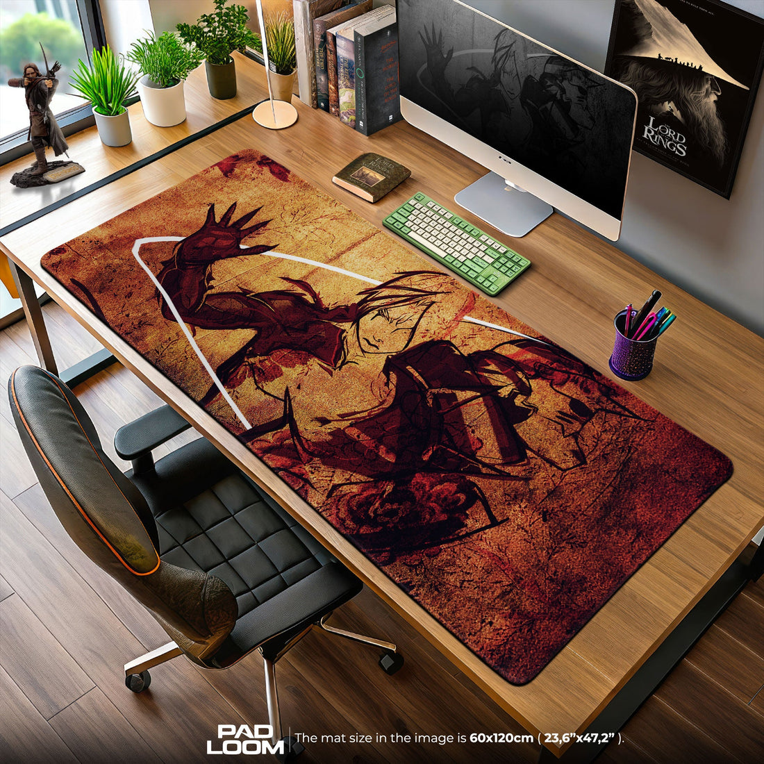 Edward Elric Mouse Pad, Alchemy Flame Gaming Desk Mat Padloom