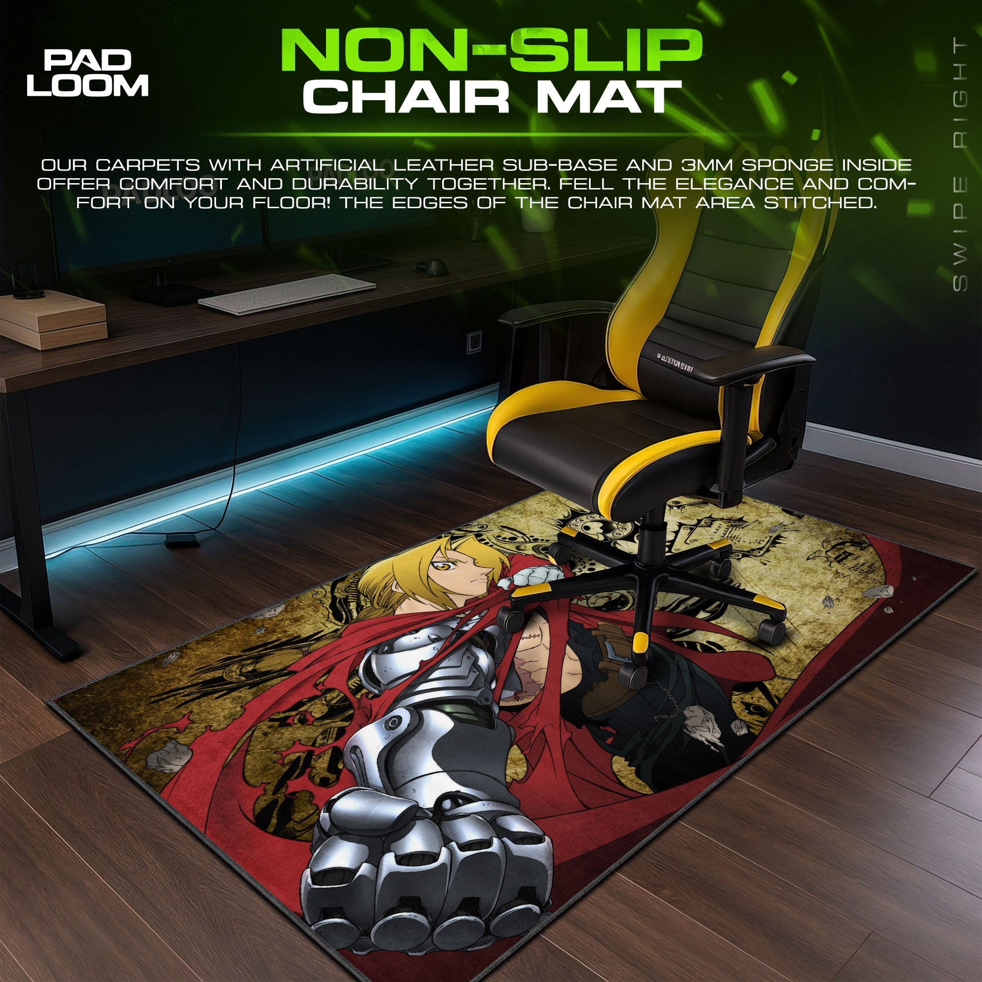 Edward Elric Mouse Pad, Automail Strike Gaming Desk Mat Padloom