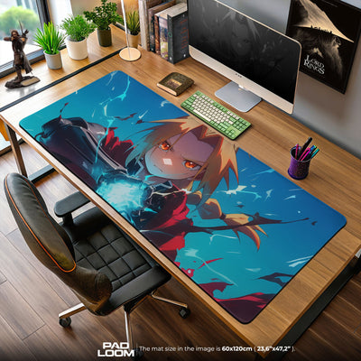 Edward Elric Mouse Pad, Blue Energy Gaming Desk Mat