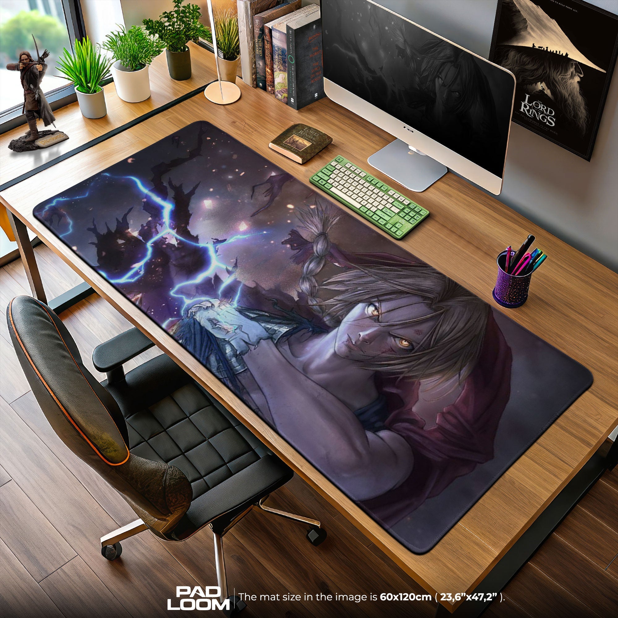Edward Elric Mouse Pad, Lightning Alchemy Gaming Desk Mat Padloom