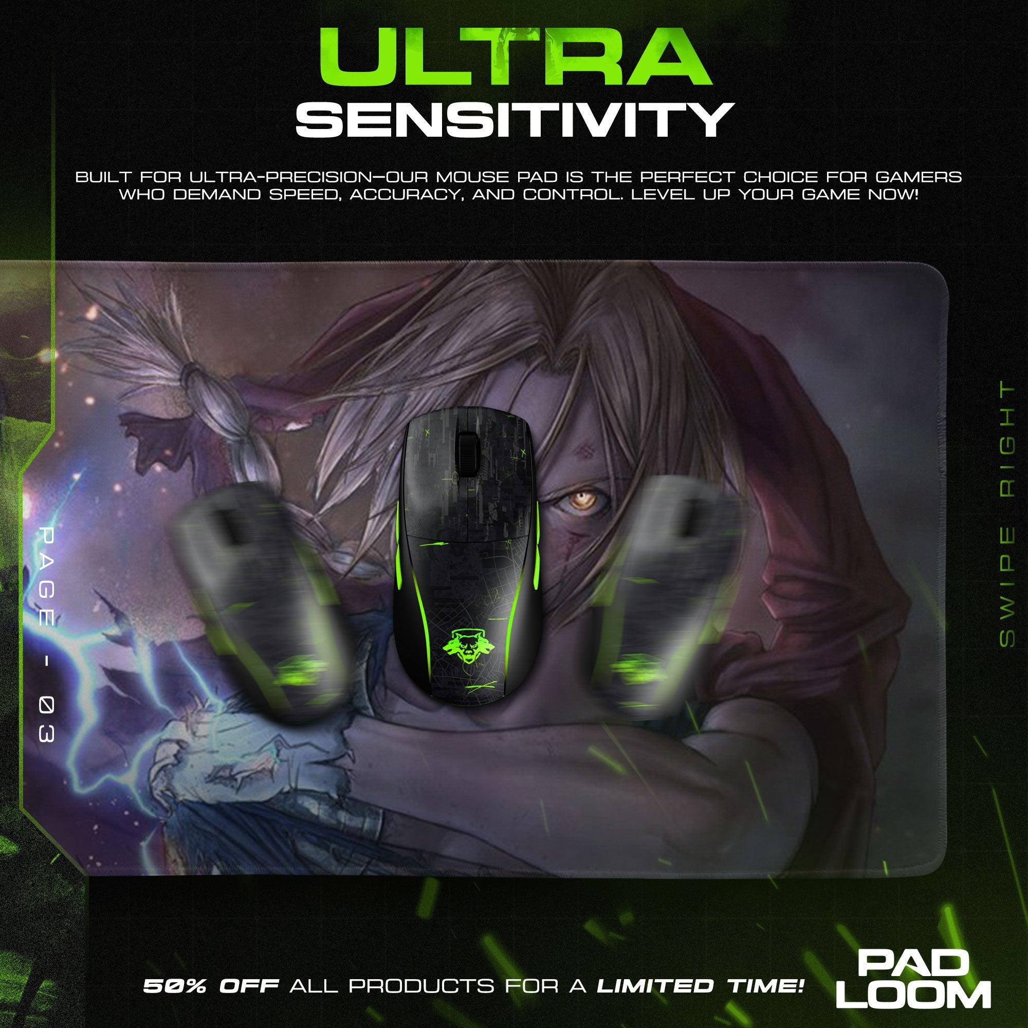 Edward Elric Mouse Pad, Lightning Alchemy Gaming Desk Mat Padloom