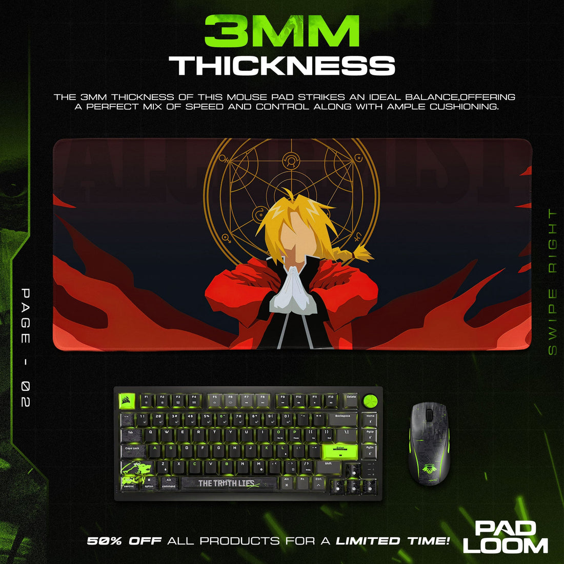 Edward Elric Mouse Pad, Transmutation Circle Gaming Desk Mat Padloom