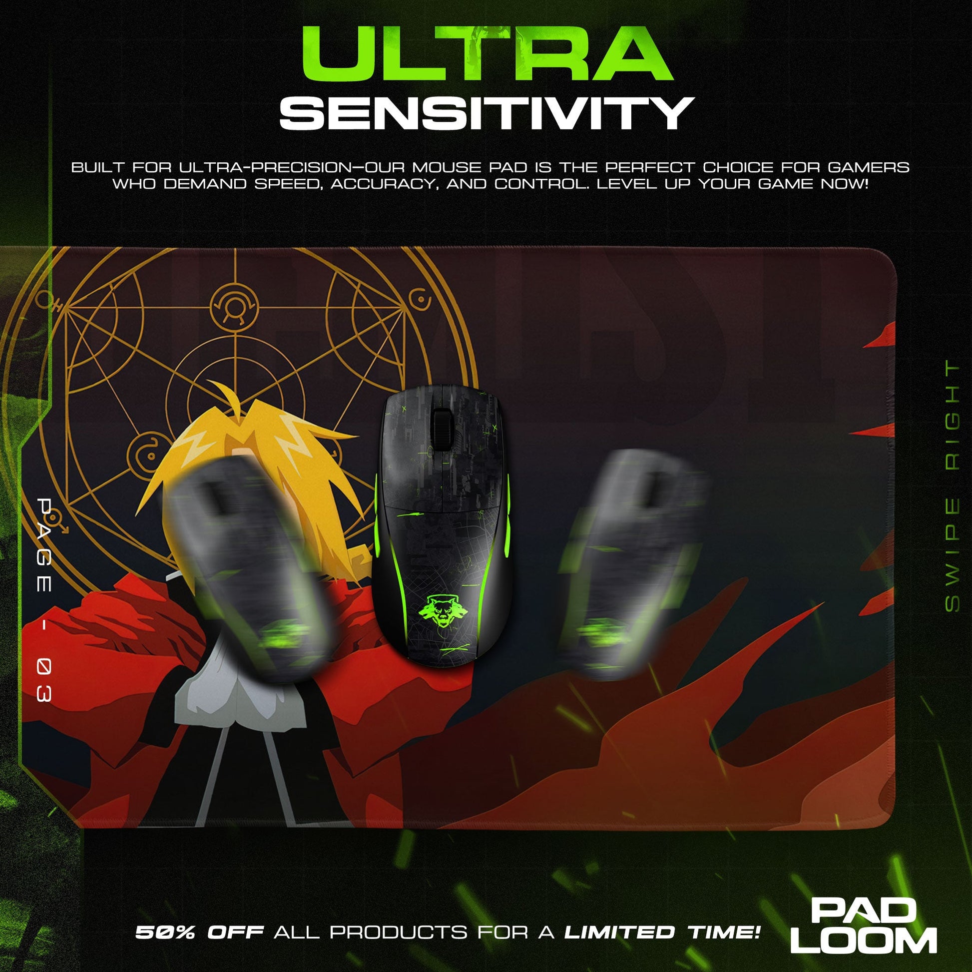 Edward Elric Mouse Pad, Transmutation Circle Gaming Desk Mat Padloom