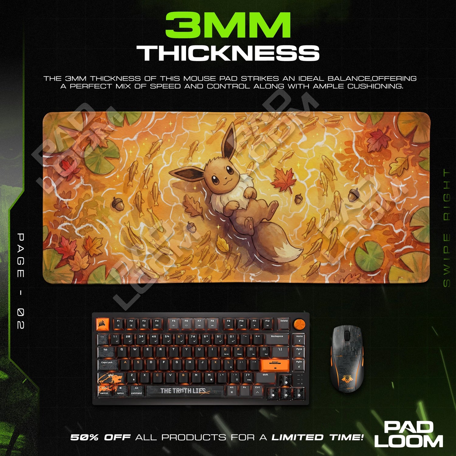 Eevee Autumn Pond Mouse Pad - Pokemon Desk Mat