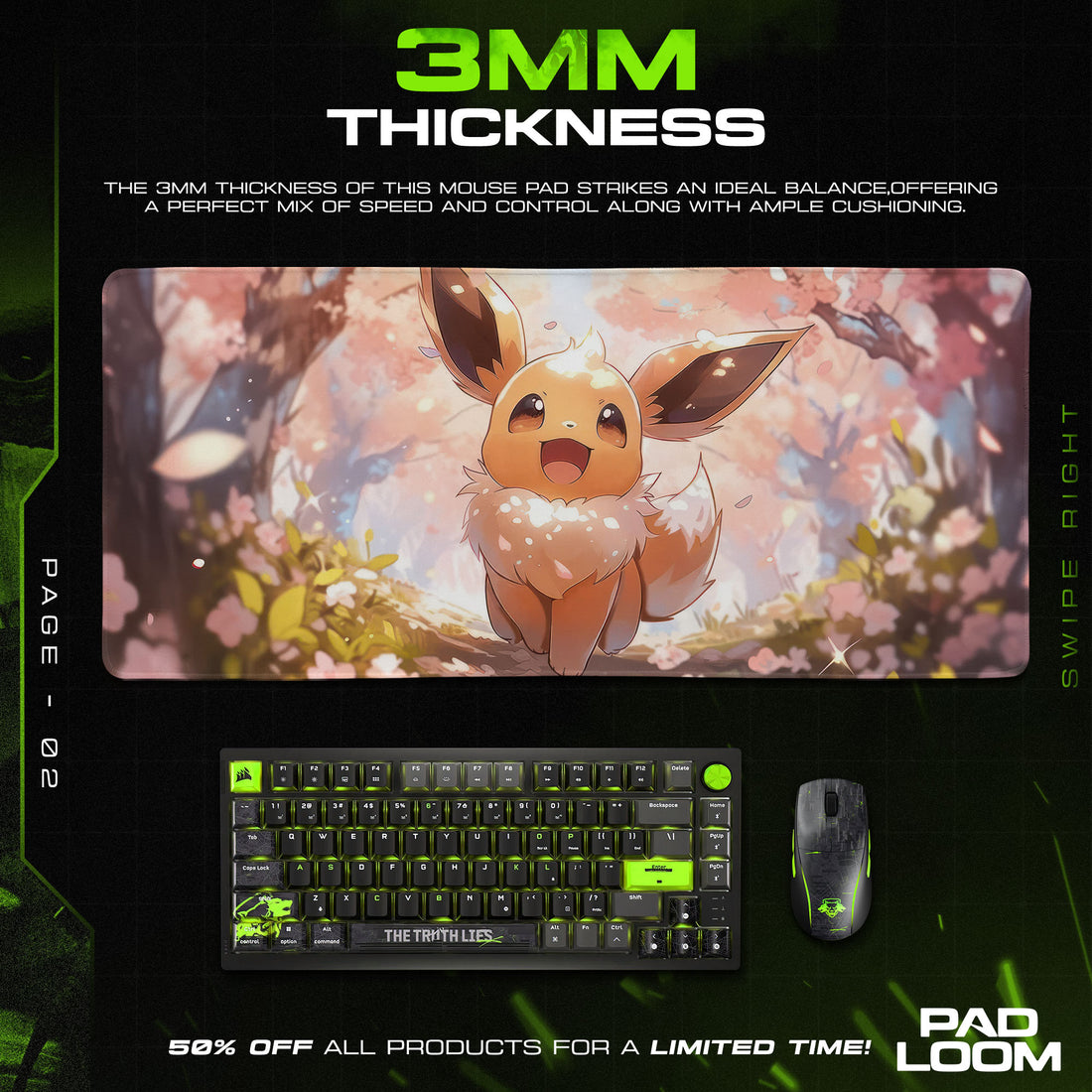 Eevee Blossom Mauspad, Pokémon Cherry Schreibtischmatte