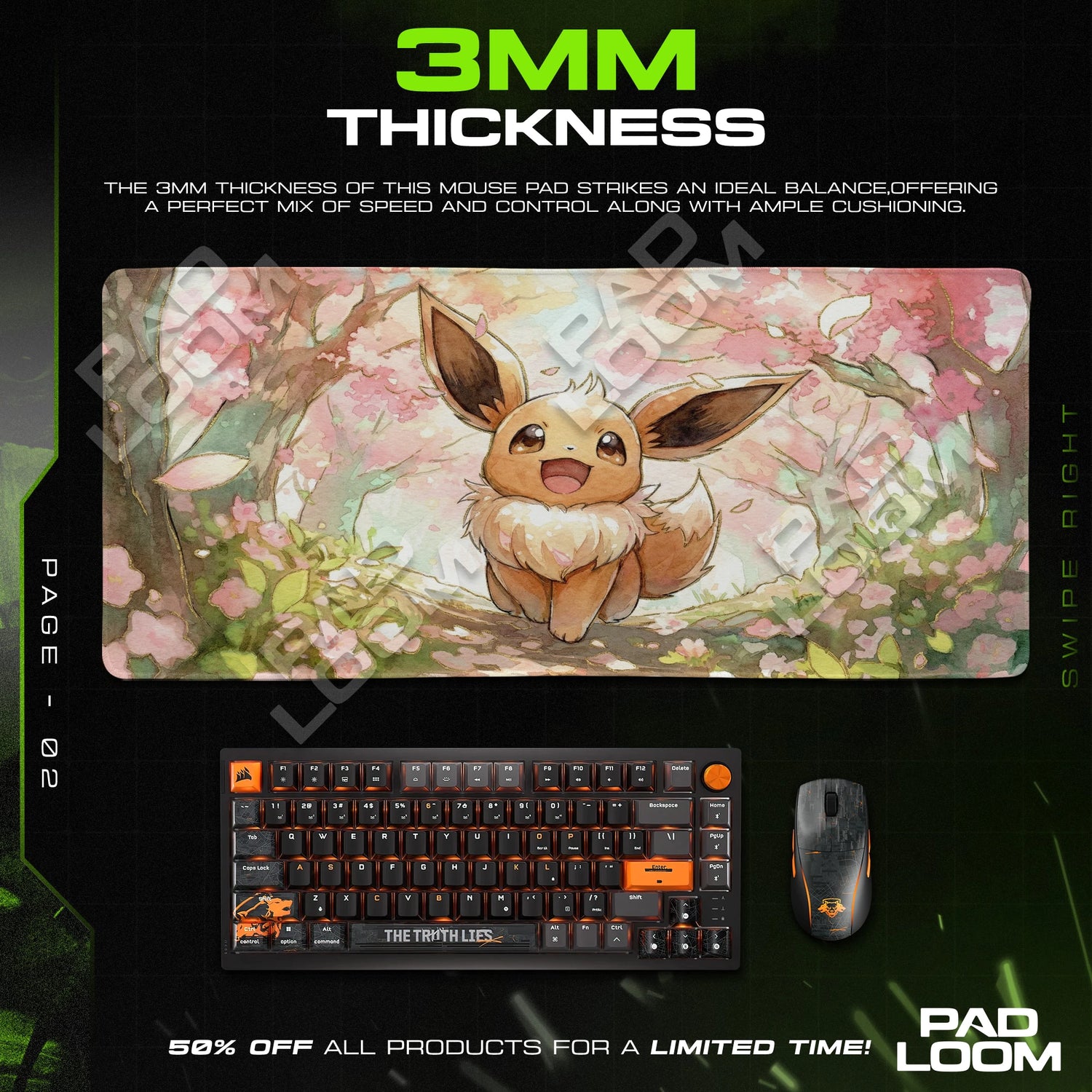 Eevee Cherry Blossom Mouse Pad - Pokemon Desk Mat