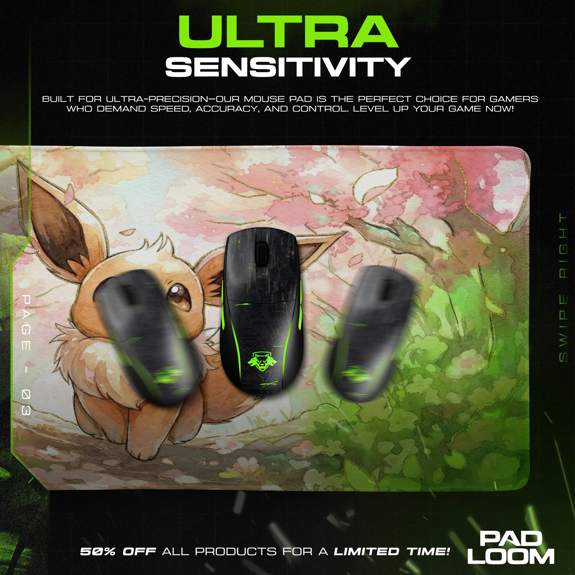 Eevee Cherry Blossom Mouse Pad - Pokemon Desk Mat