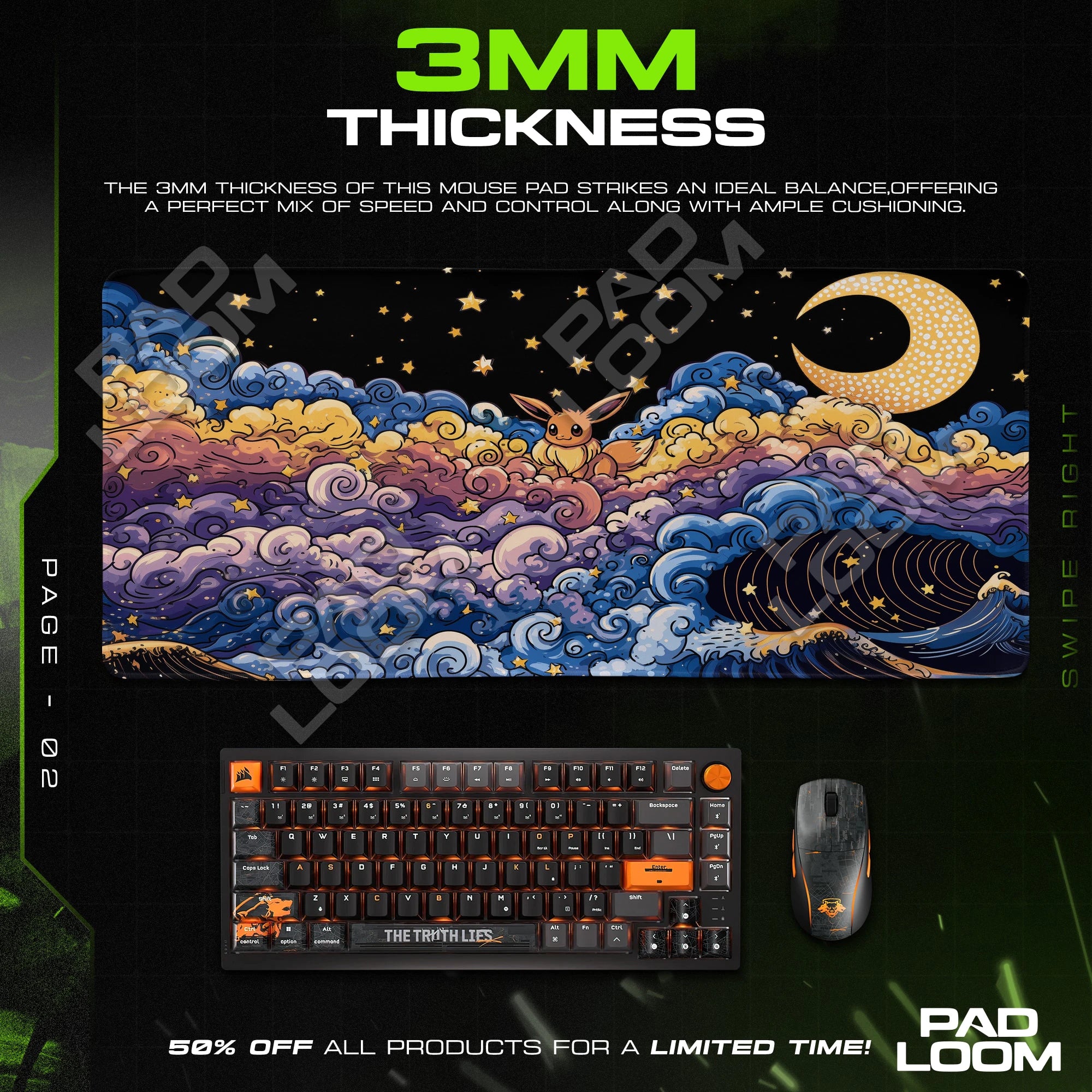 Eevee Cloud Waves Mouse Pad - Pokémon Desk Mat