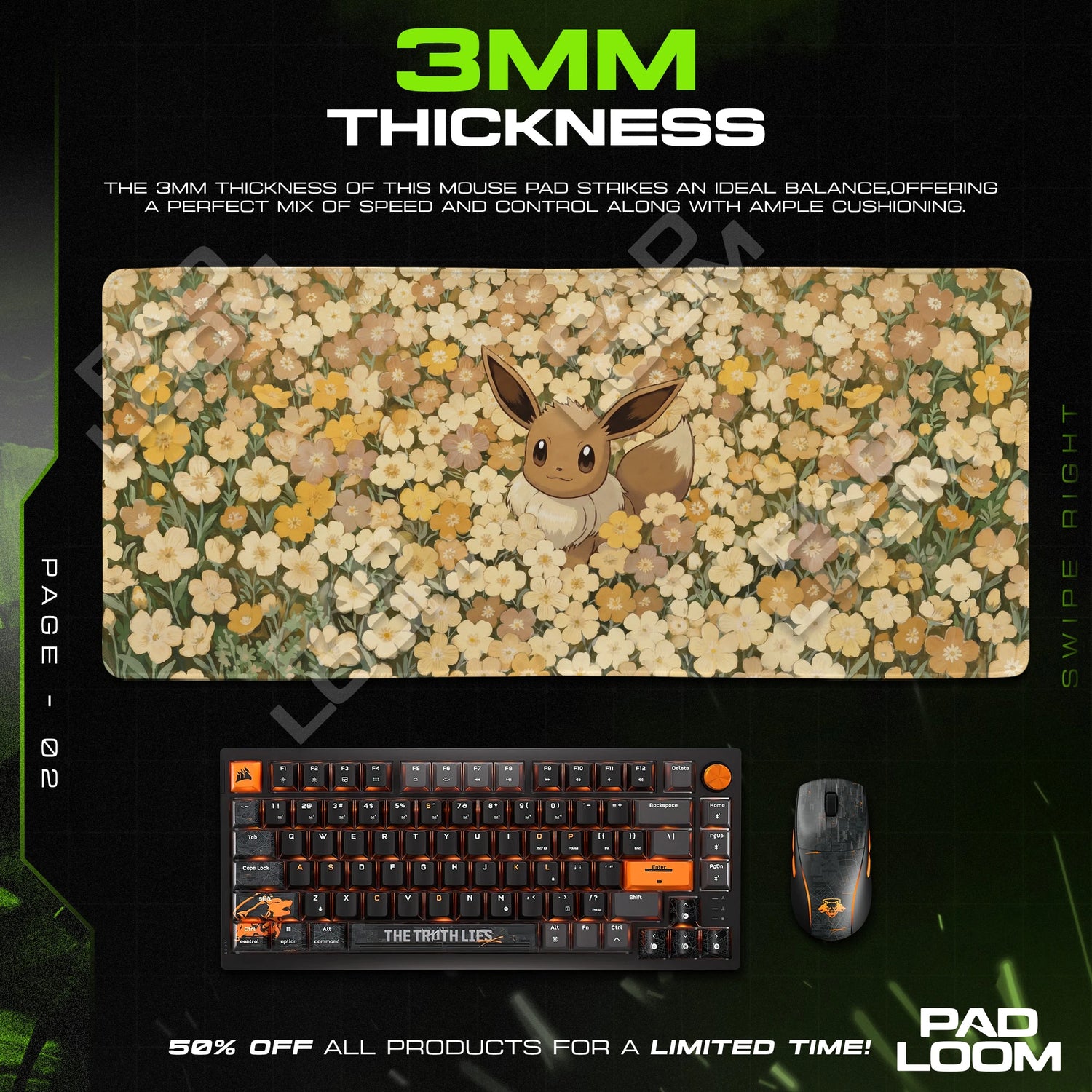 Eevee Cream Blossom Mouse Pad - Pokémon Desk Mat