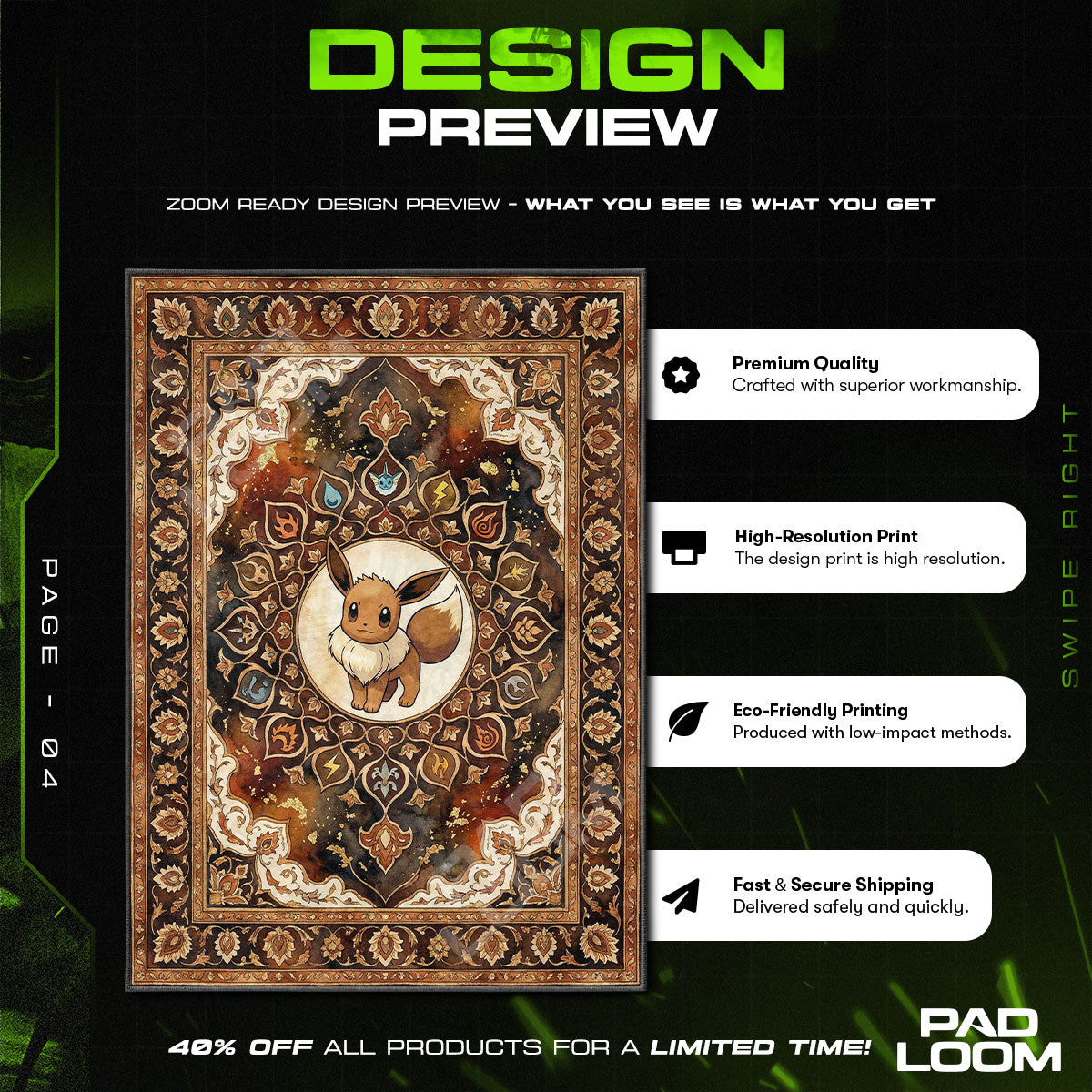 Chair character design printed on rug