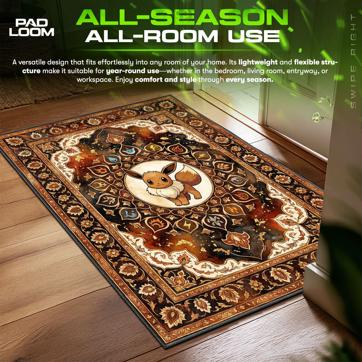 Eevee Elemental Evolution Chair fan rug — premium quality print