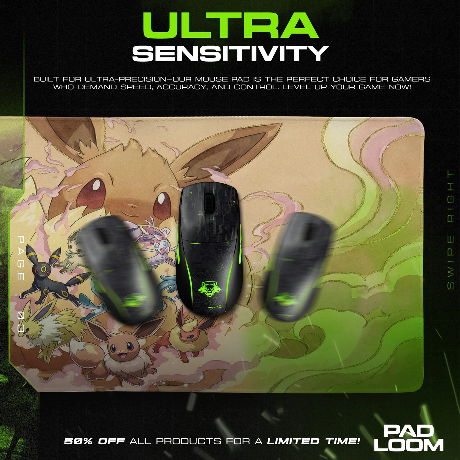 Eevee Evolution Circle Mouse Pad - Pokemon Desk Mat