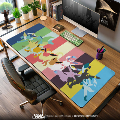 Eevee Evolution Colors Mouse Pad, Pokemon Game Desk Mat