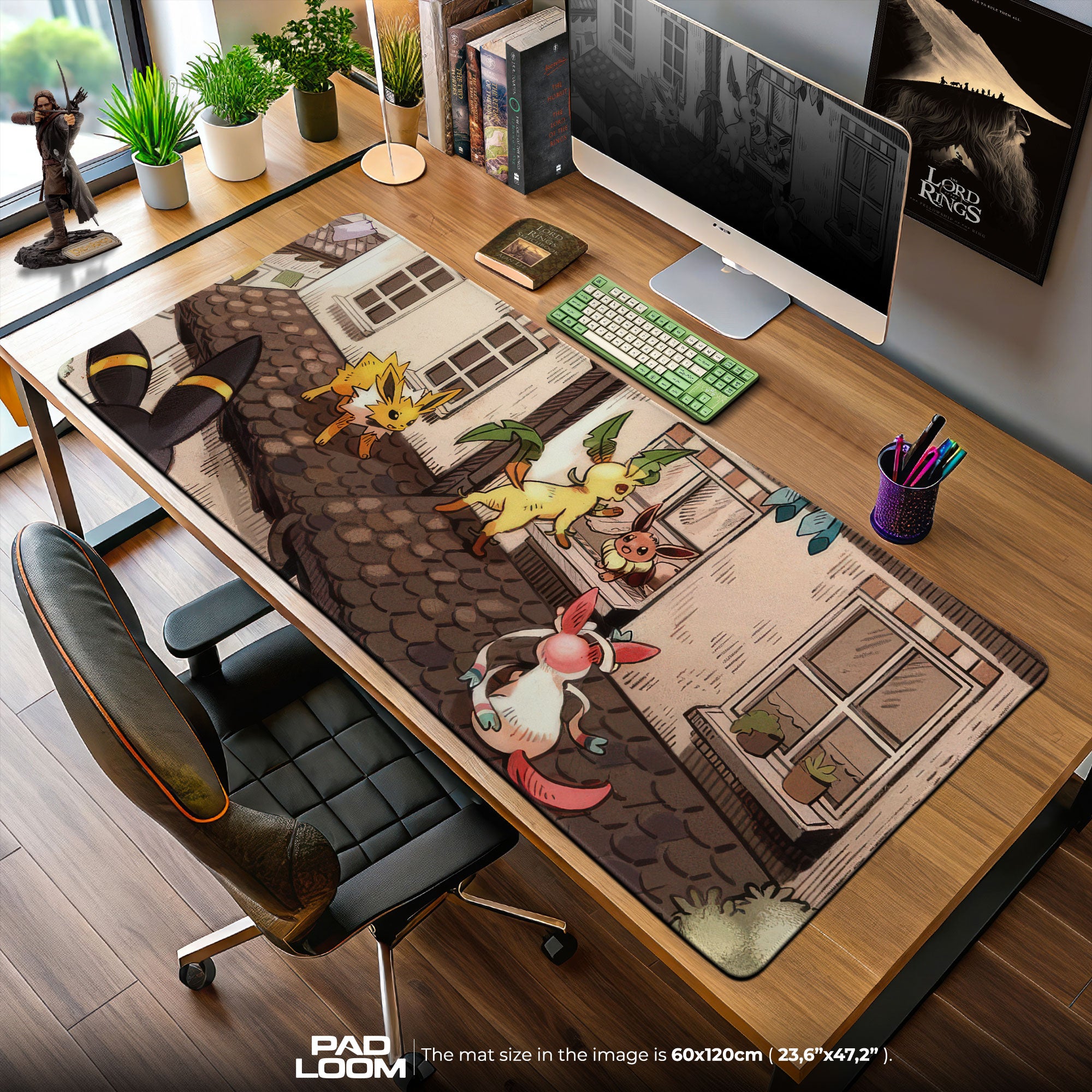 Eevee Evolution Rooftop Mouse Pad, Pokémon Eeveelution Gaming Desk Mat