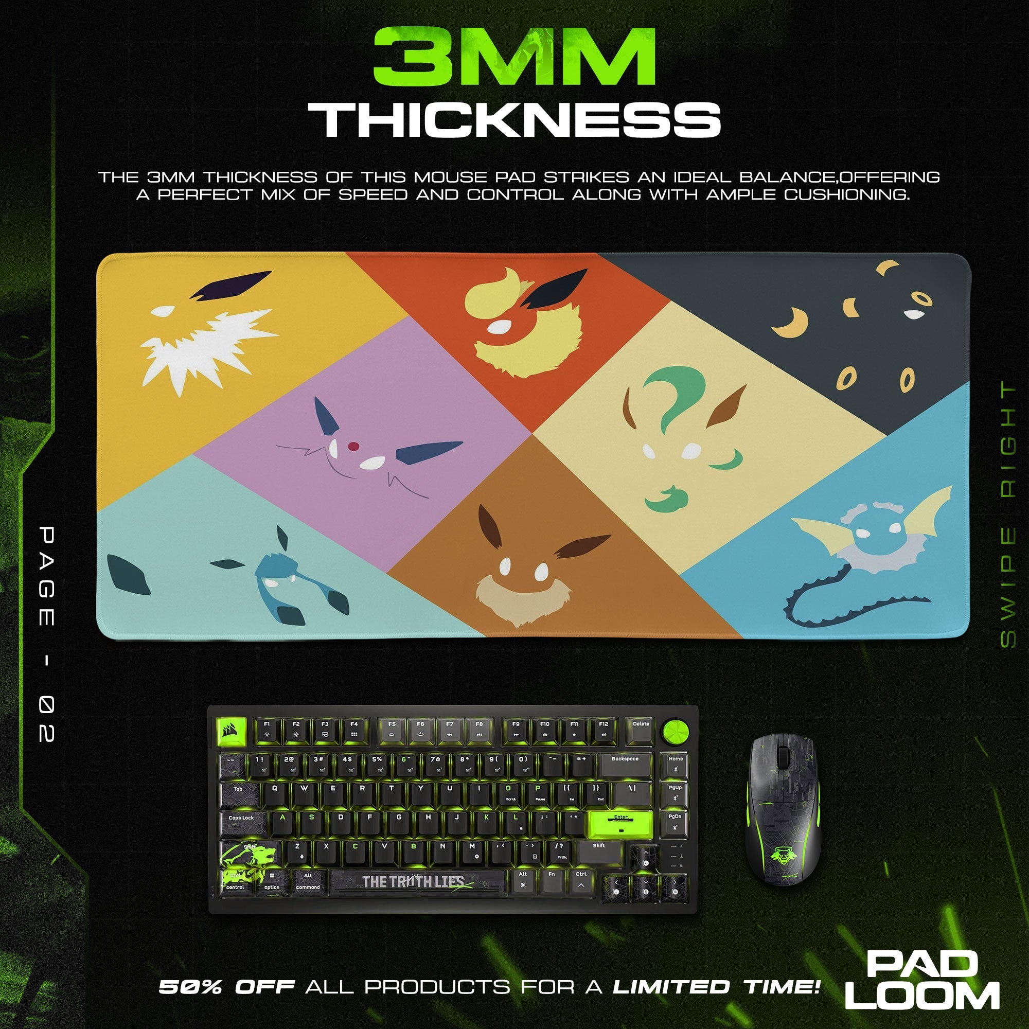 Ghost Type Pokémon Mouse Pad - Neon Spirit Anime Desk Mat Padloom