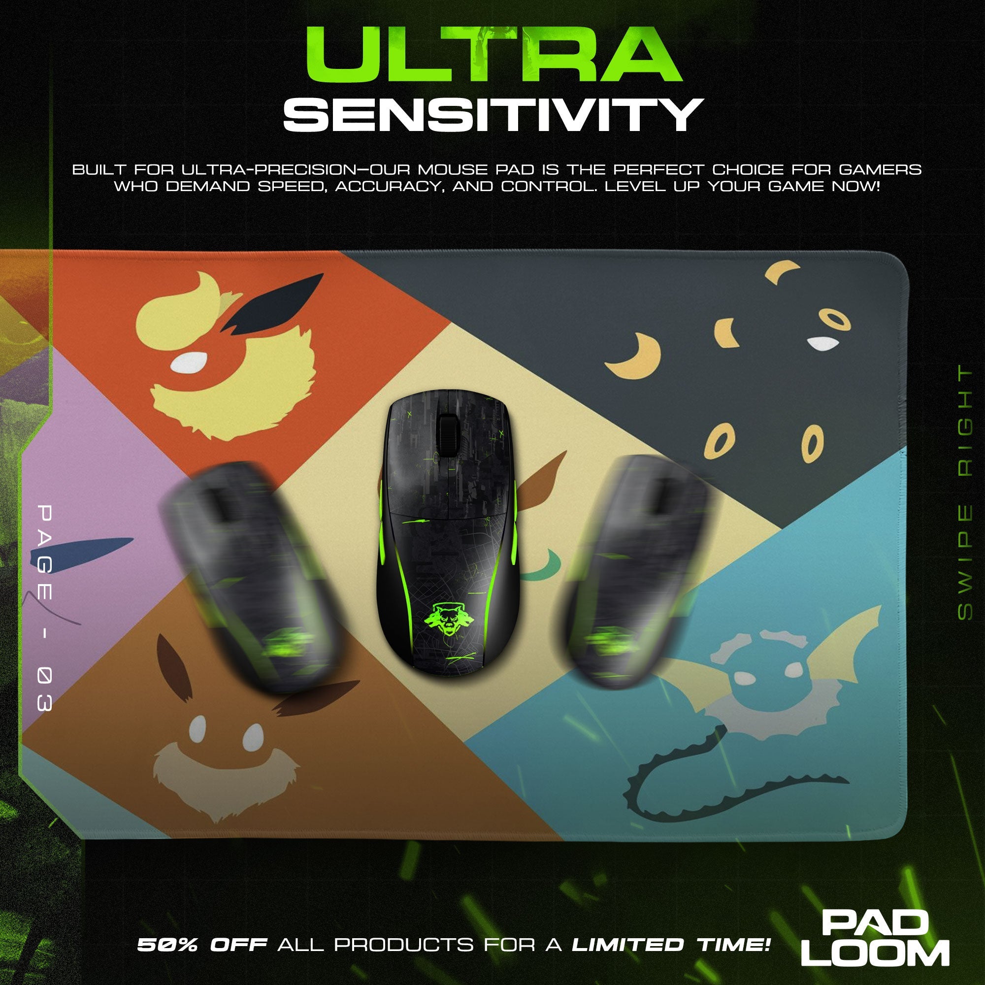 Ghost Type Pokémon Mouse Pad - Neon Spirit Anime Desk Mat Padloom