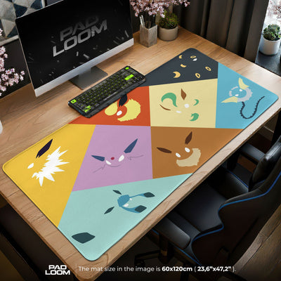 Eevee Evolutions Mouse Pad - Color Block Anime Desk Mat