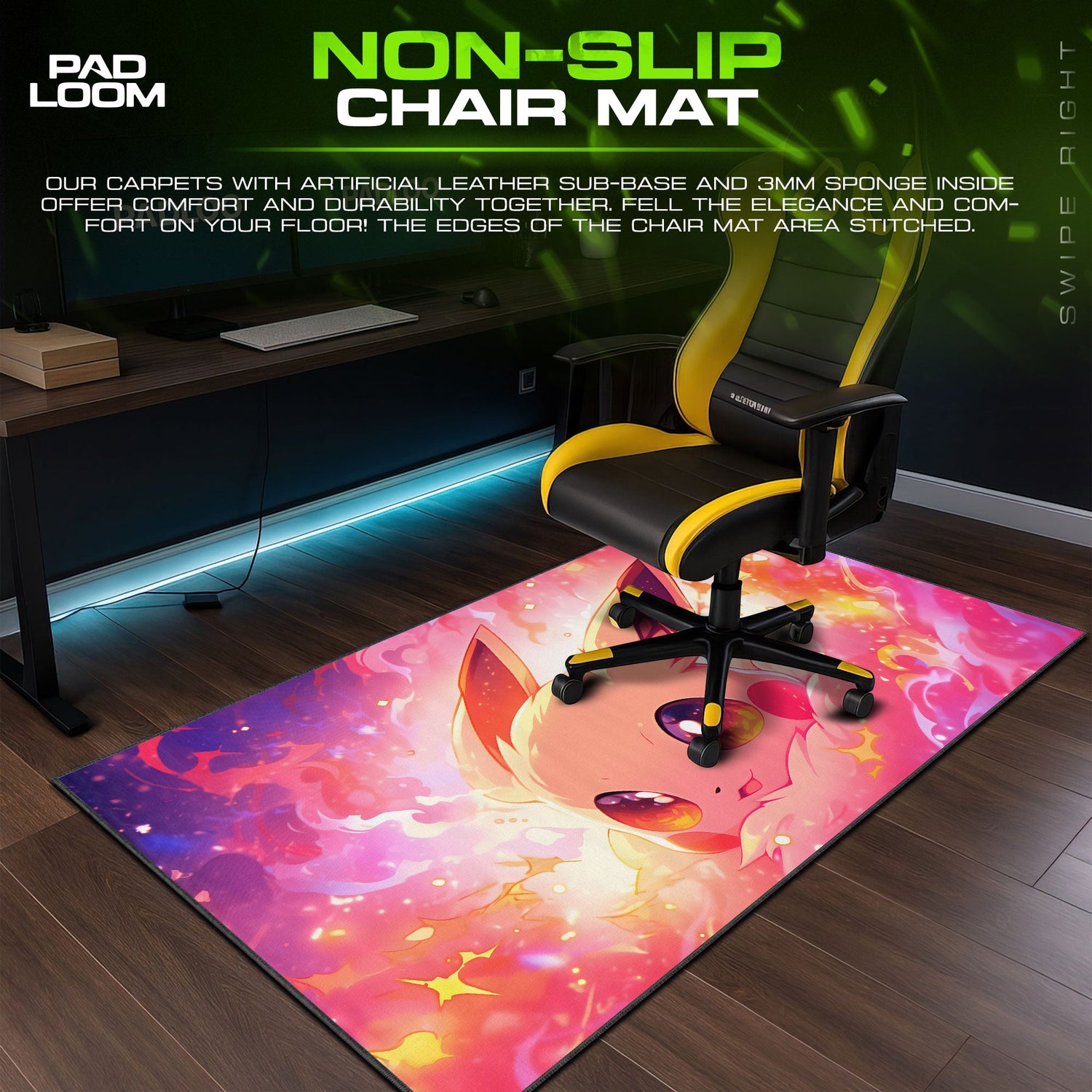 Eevee Mouse Pad, Cosmic Pokémon Gamer Desk Mat Padloom