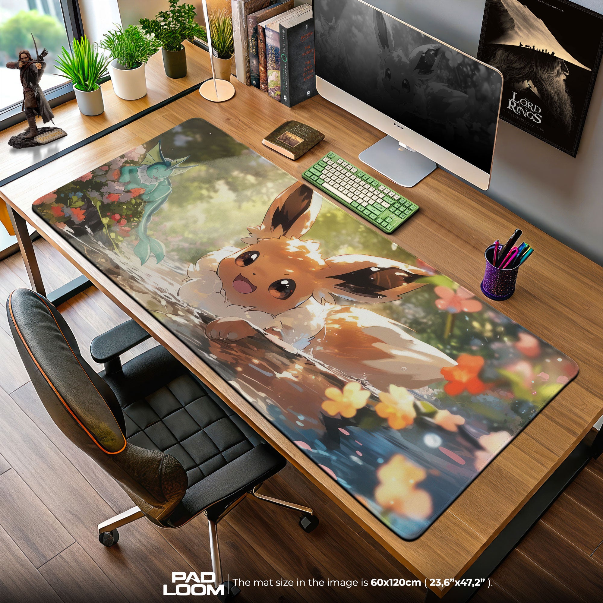 Eevee Spring River Mouse Pad, Floral Pokémon Gaming Mouse Pad