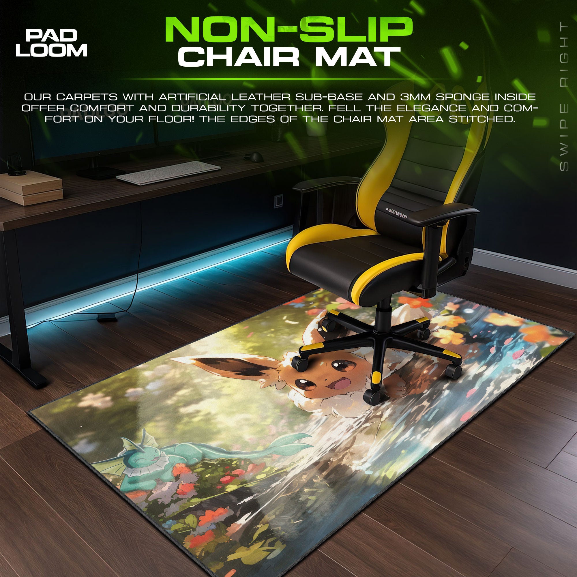 Eevee Spring River Mouse Pad, Floral Pokémon Gaming Mouse Pad