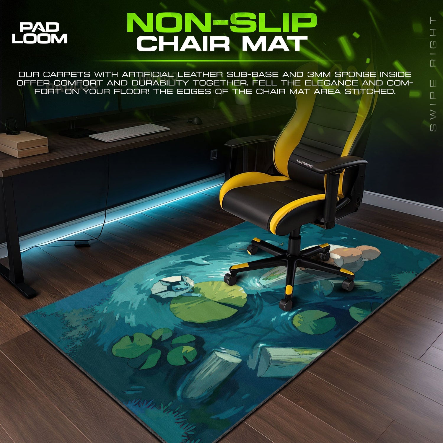 Eevee & Vaporeon Stream Glide Mouse Pad, Pokémon Gaming Desk Mat Padloom