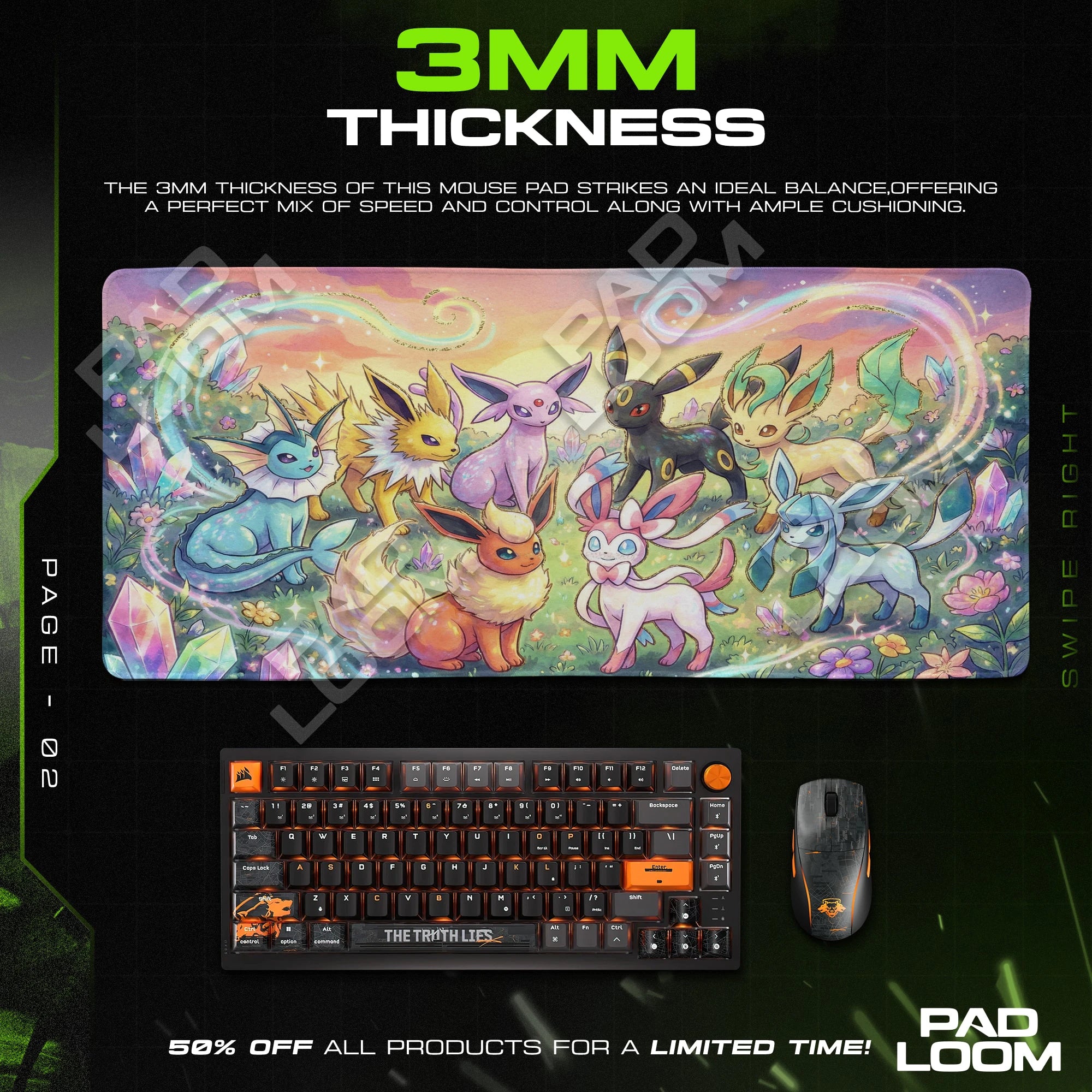 Eeveelution Crystal Field Mouse Pad - Pokemon Desk Mat