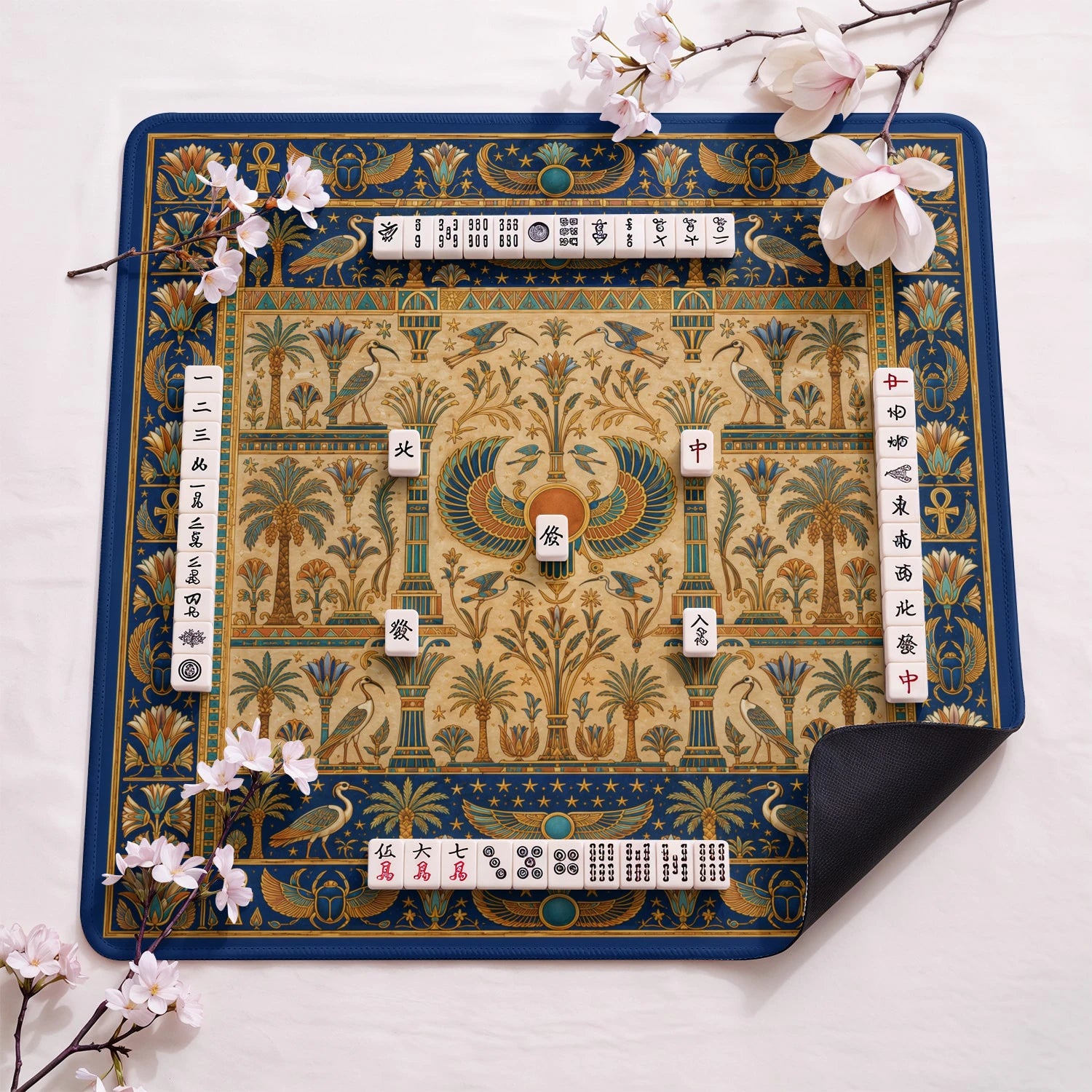Egyptian Papyrus Mahjong Mat - Mah Jongg Table Mat