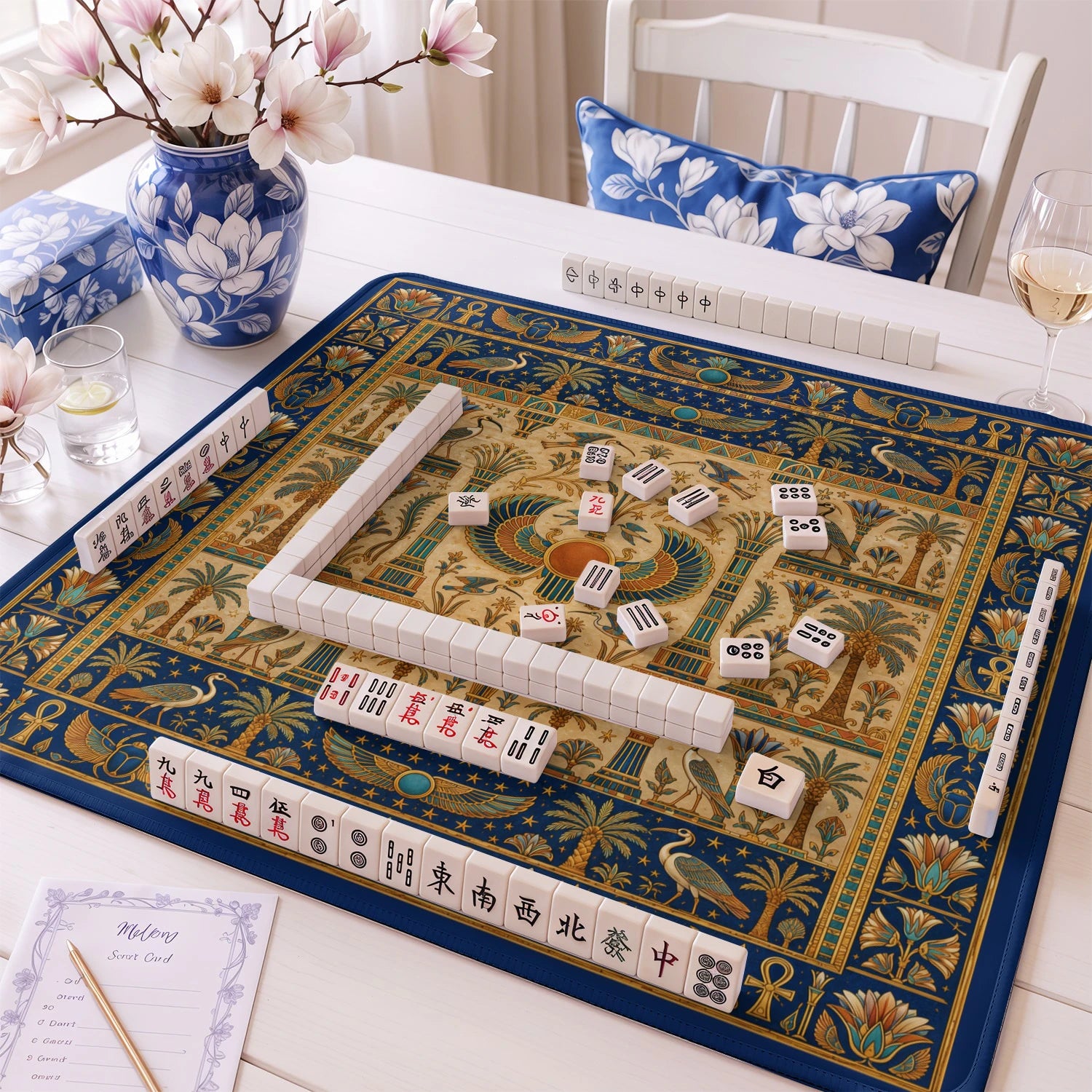 Egyptian Papyrus Mahjong Mat - Mah Jongg Table Mat
