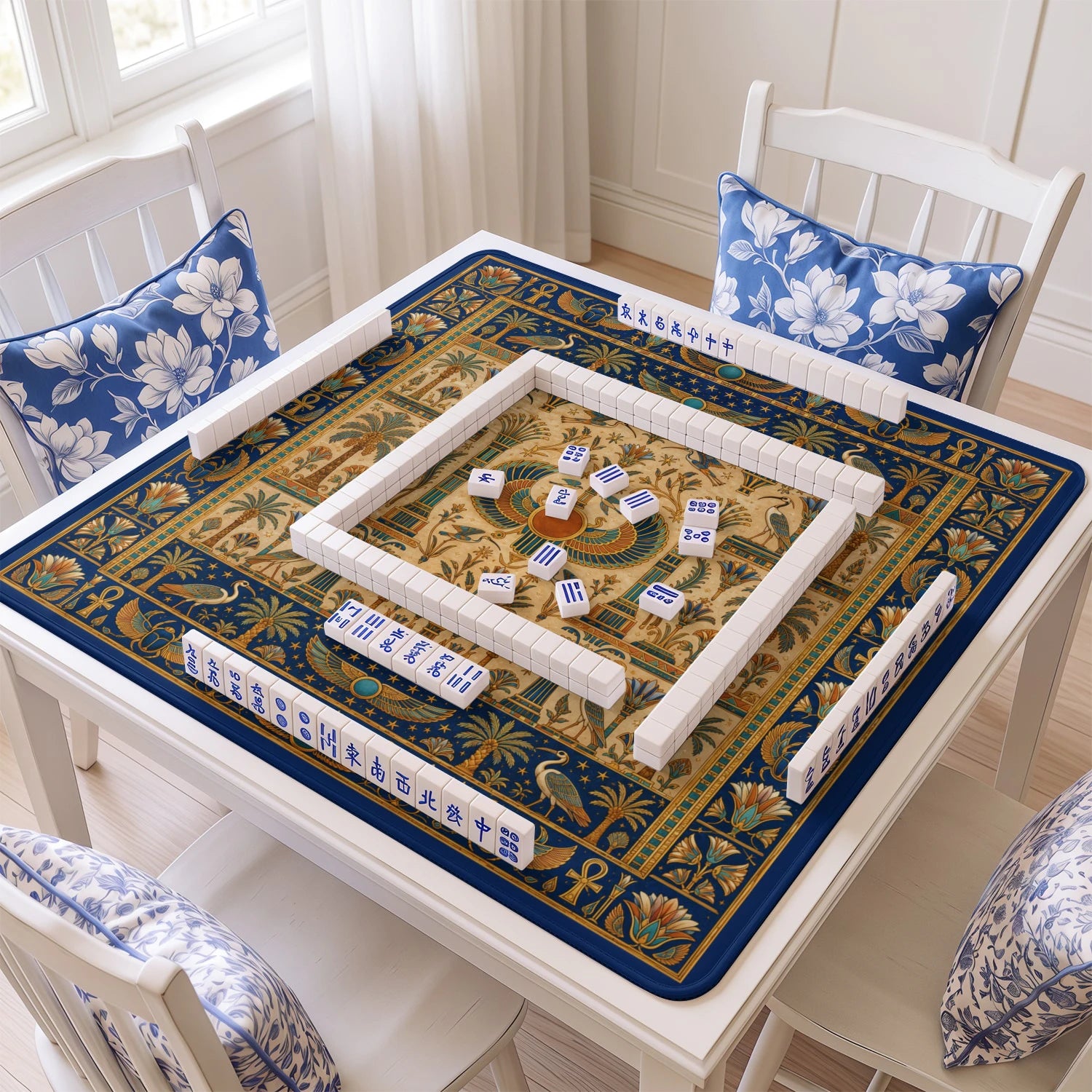Egyptian Papyrus Mahjong Mat - Mah Jongg Table Mat