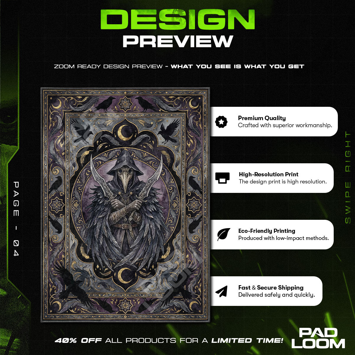 Eileen Crow Gothic Rug - Bloodborne Chair Mat