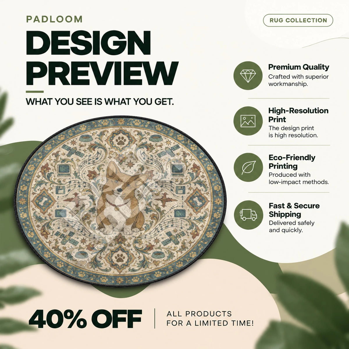 Ein Sitting Cowboy Bebop round rug full design preview