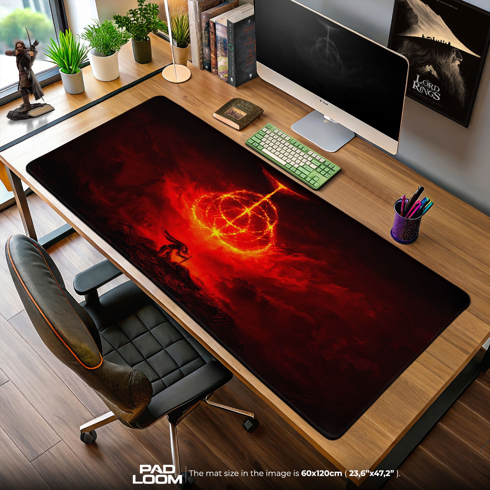 Elden Ring Crimson Symbol Mouse Pad, Dark Fantasy Game Desk Mat