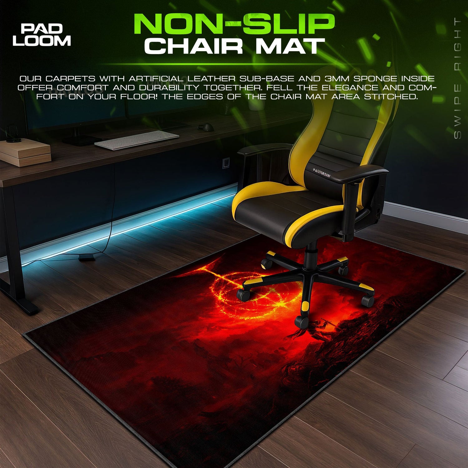 Elden Ring Crimson Symbol Mouse Pad, Dark Fantasy Game Desk Mat Padloom