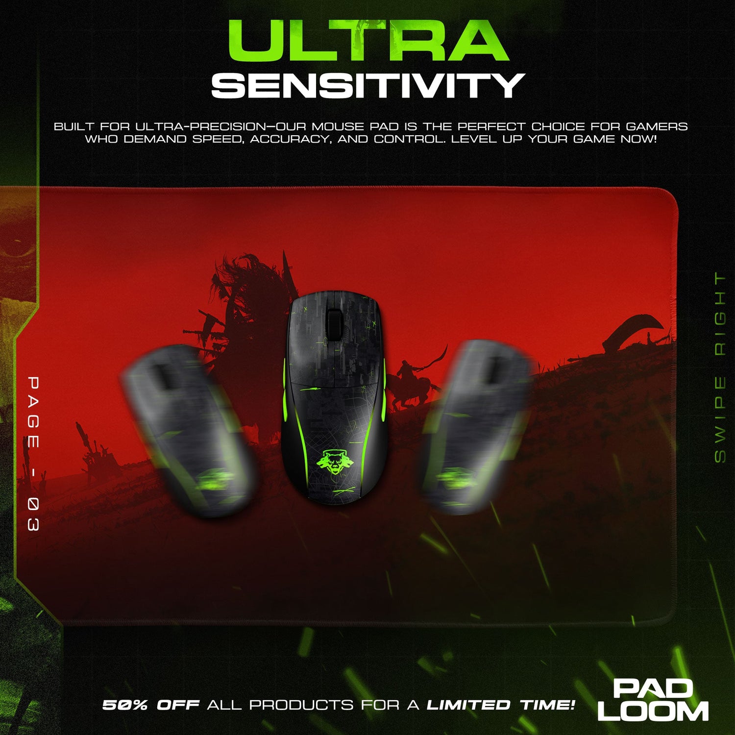 Elden Ring Mouse Pad, Blood Red Battle Gamer Desk Mat Padloom