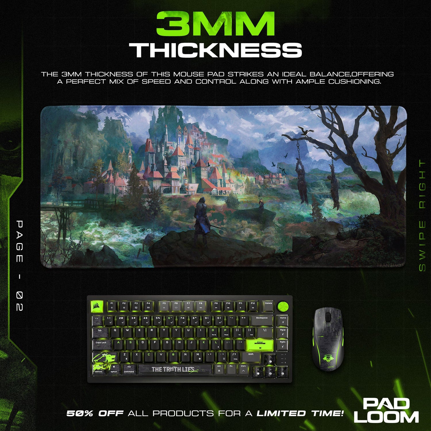 Elden Ring Mouse Pad, Castle Vista Gamer Desk Mat Padloom