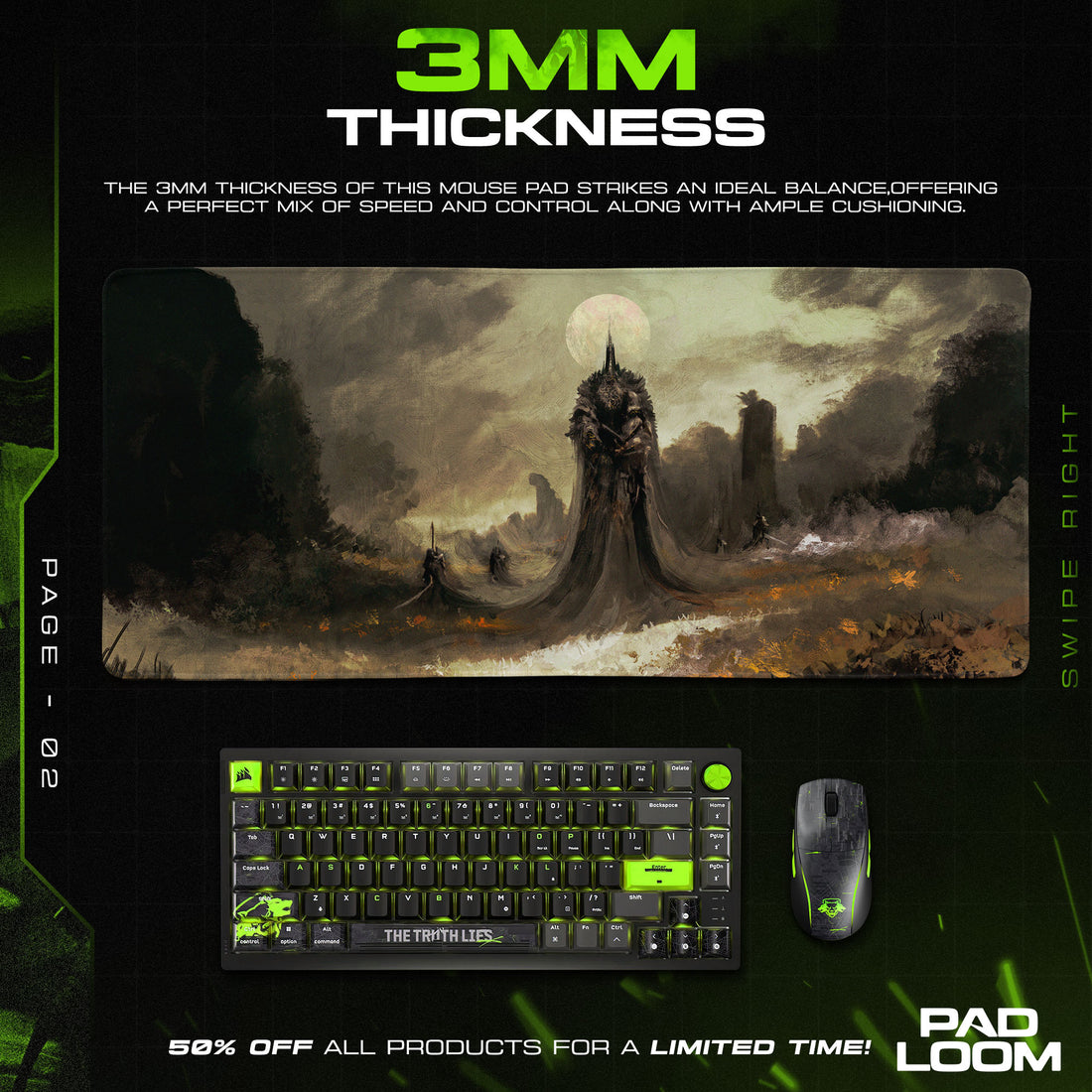 Elden Ring Mouse Pad, Dark Lord Gamer Desk Mat