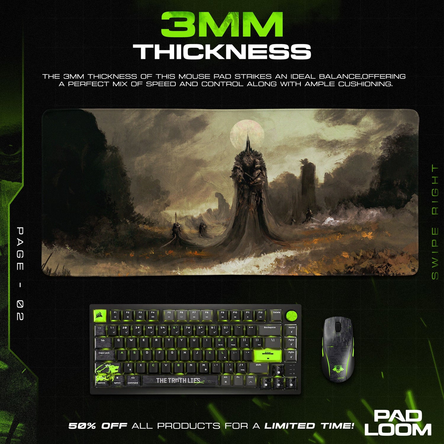 Elden Ring Mouse Pad, Dark Lord Gamer Desk Mat Padloom